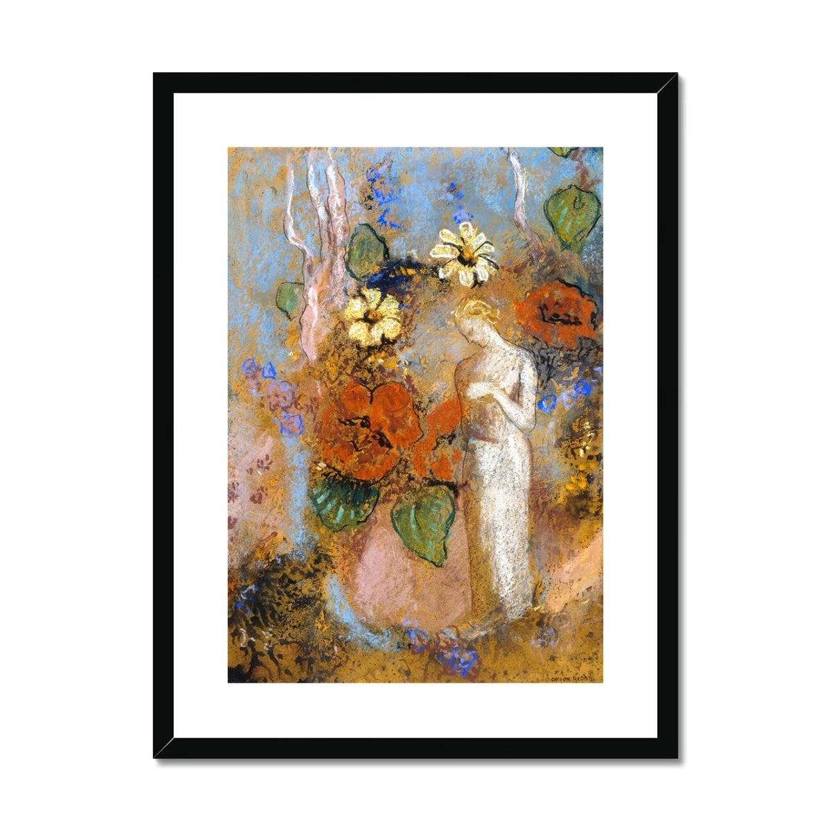 Pandora by Odillon Redon. Greece Artwork Framed Open Edition Art Print. 'Pandora'. Greek Art Gallery Historic Art Print Odilon Redon