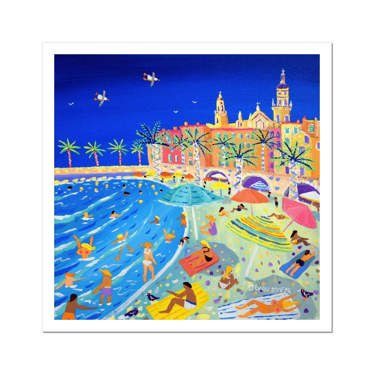 John Dyer Fine Art French Print 'High Summer, Menton Old Town'. Open Edition Art Print of France John Dyer
