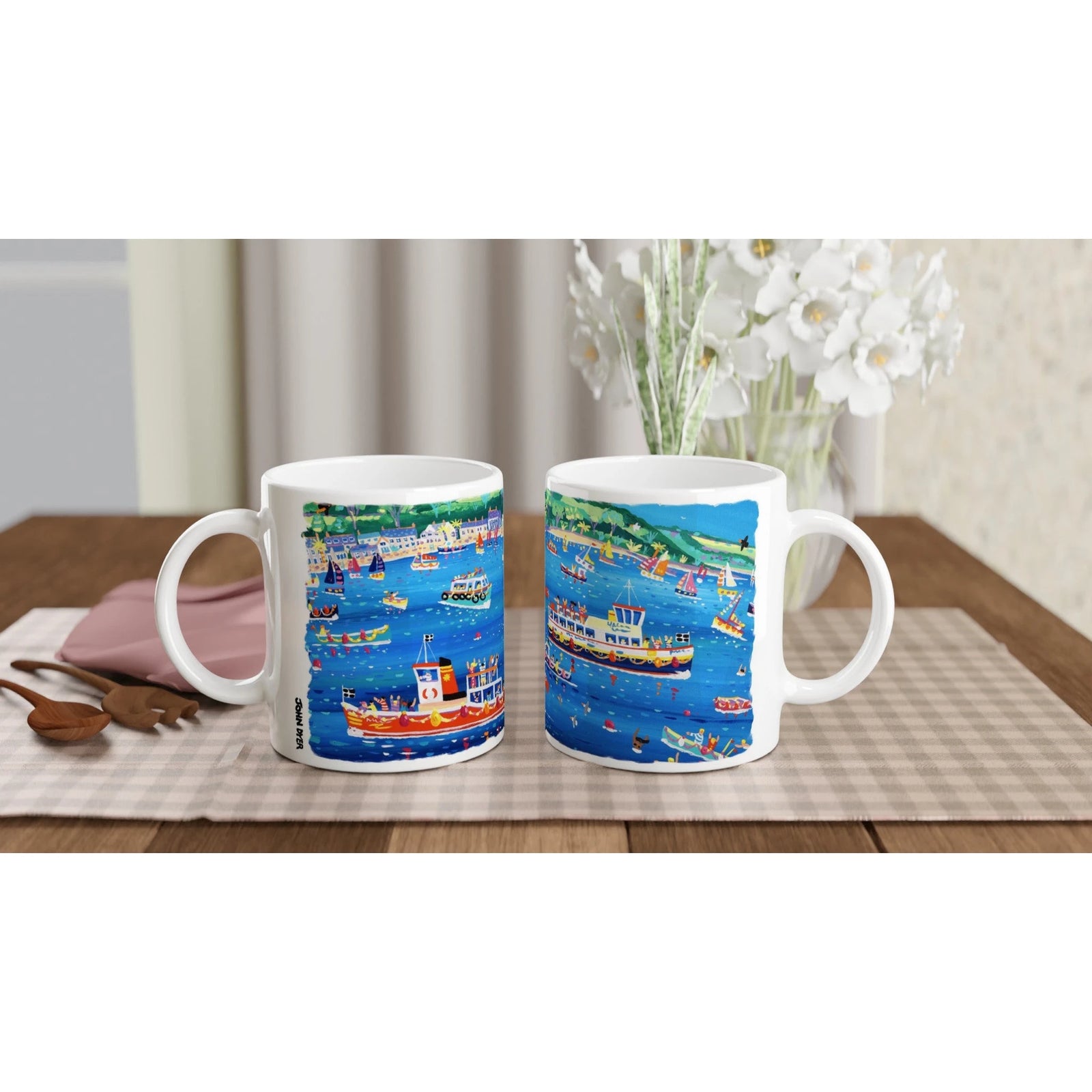 John Dyer Ceramic Cornish Art Mug. Falmouth Ferries John Dyer