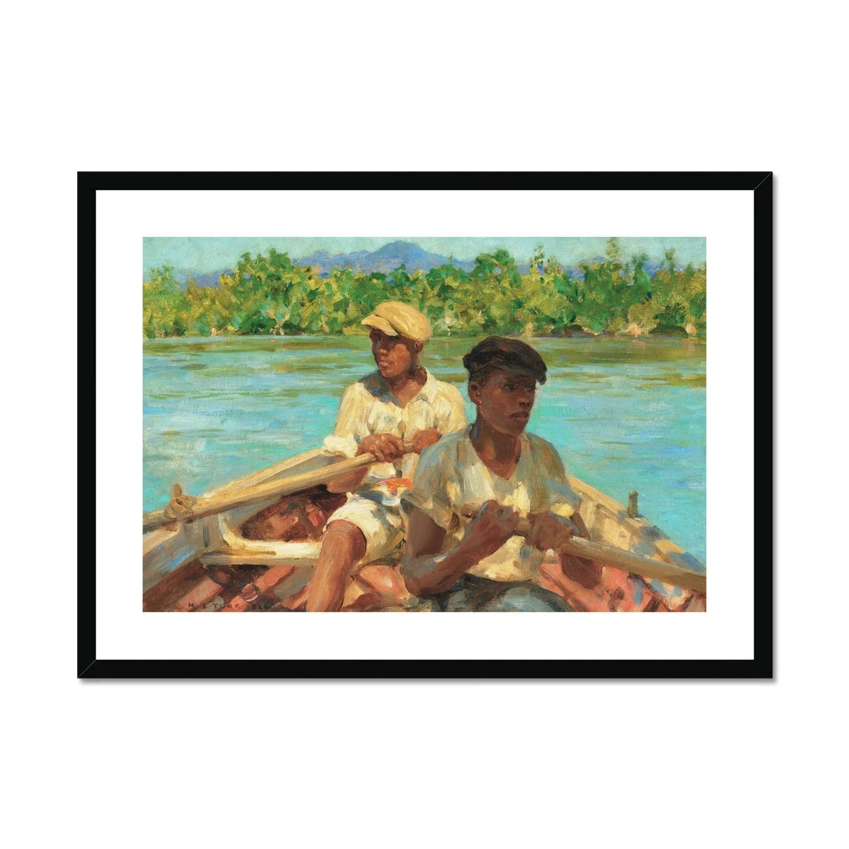 Black River Boatmen, Jamaica by Henry Scott Tuke. Framed Open Edition Fine Art Print. Historic Art Henry Scott Tuke
