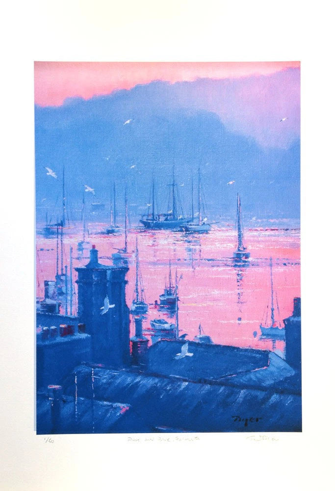 Limited Edition Print. Pink and Blue, Falmouth. By Ted Dyer
