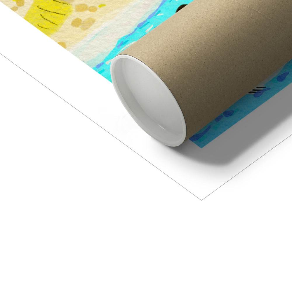 John Dyer Greece Artwork. Open Edition Greek Art Print of Corfu. 'Sun-Kissed Shores of Agios Gordios Beach'. Greek Art Gallery