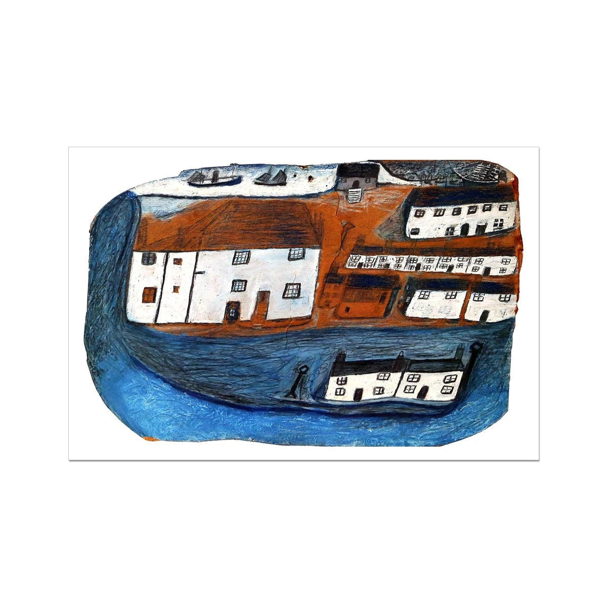 Alfred Wallis Open Edition Cornish Art Print. 'St Ives'. St Ives Cornwall Art Gallery Historic Art Alfred Wallis