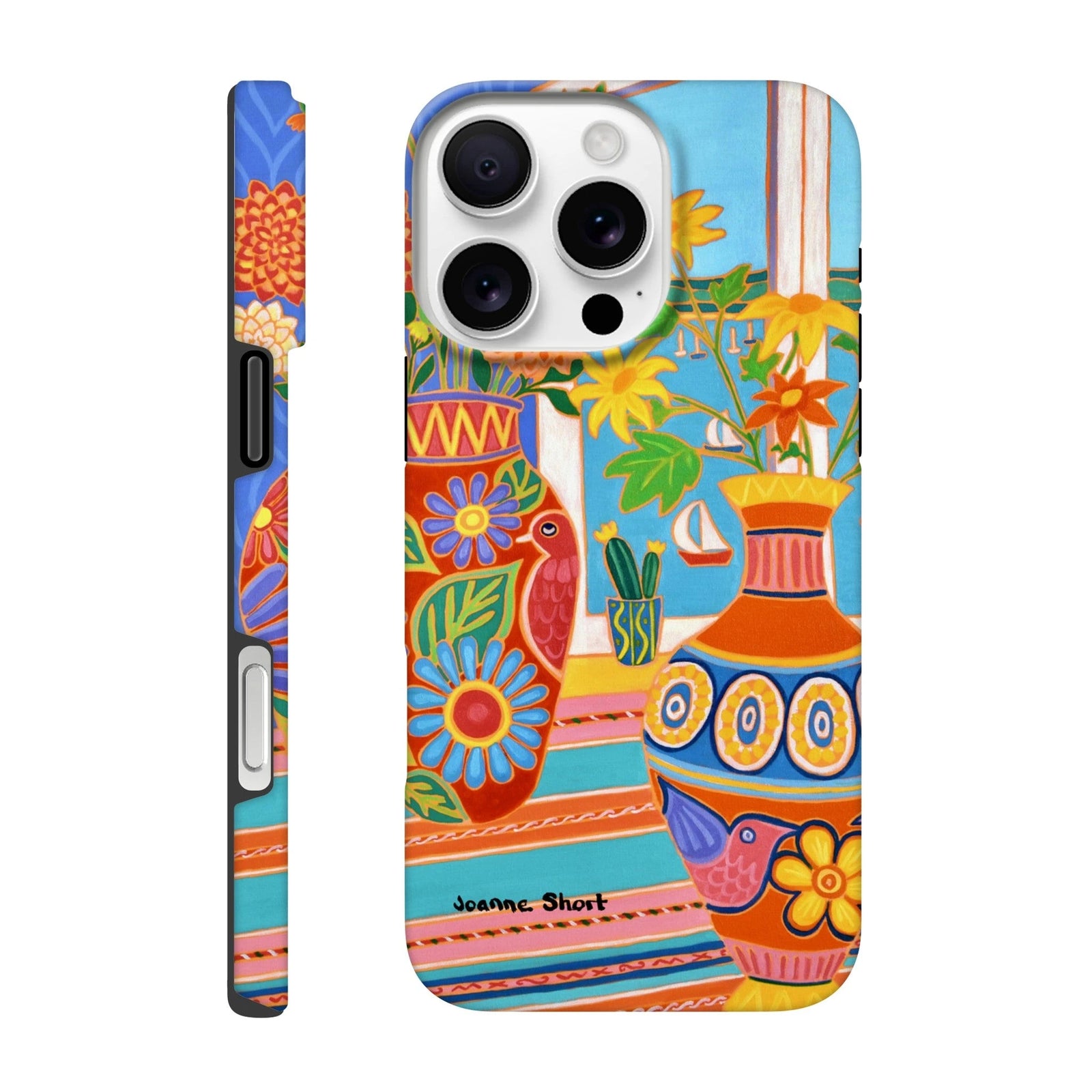 Tough Art Phone Case. Mexican Fiesta Vases and Flowers. Artist Joanne Short. Cornwall Art Gallery Joanne Short