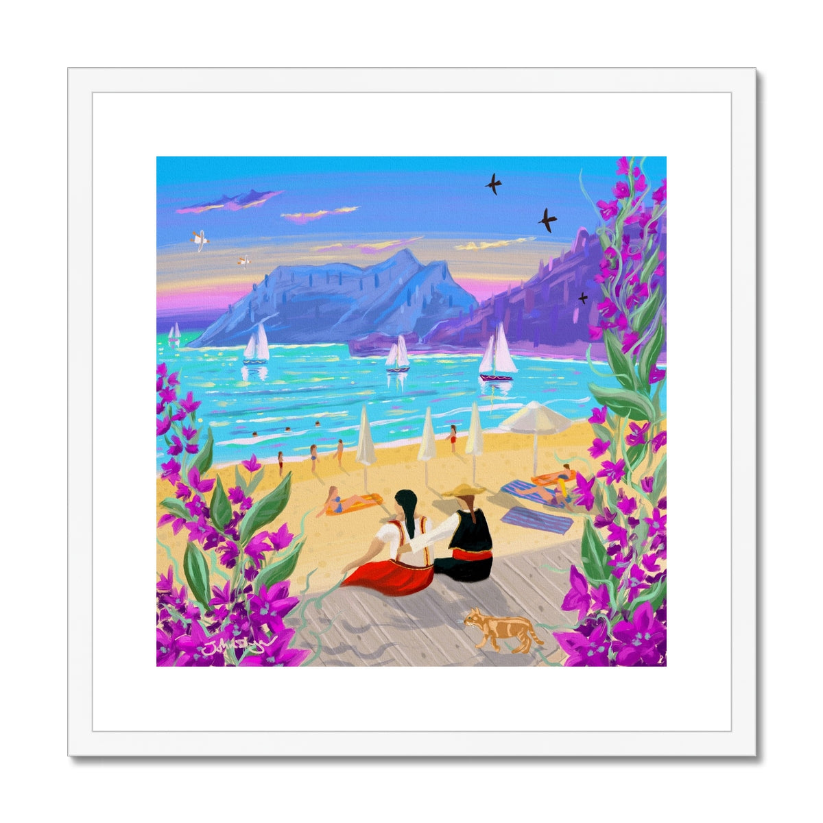 John Dyer Greece Artwork. Framed Open Edition Art Print. 'After the Dance, Agios Gordios, Corfu, Greece'. Greek Art Gallery