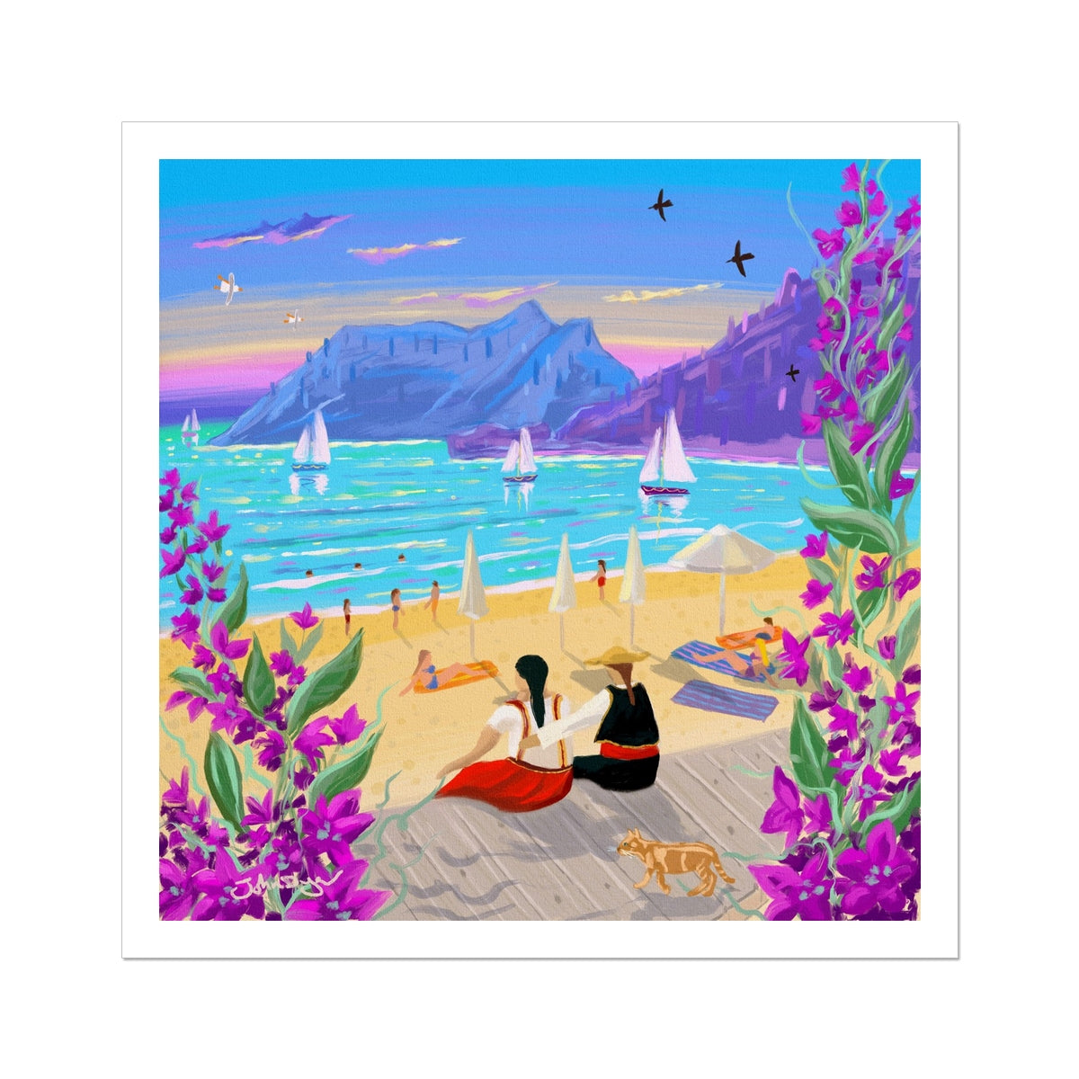 John Dyer Greece Artwork. Open Edition Greek Art Print of Corfu. 'After the Dance, Agios Gordios, Greece'. Greek Art Gallery