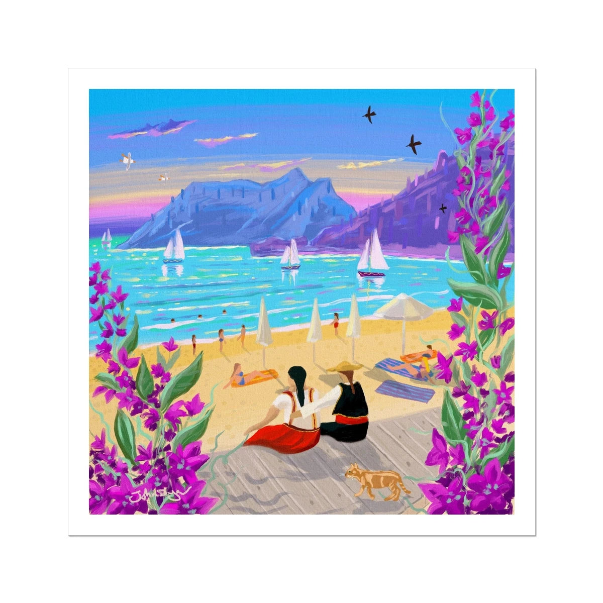 John Dyer Greece Artwork. Open Edition Greek Art Print of Corfu. 'After the Dance, Agios Gordios, Greece'. Greek Art Gallery John Dyer