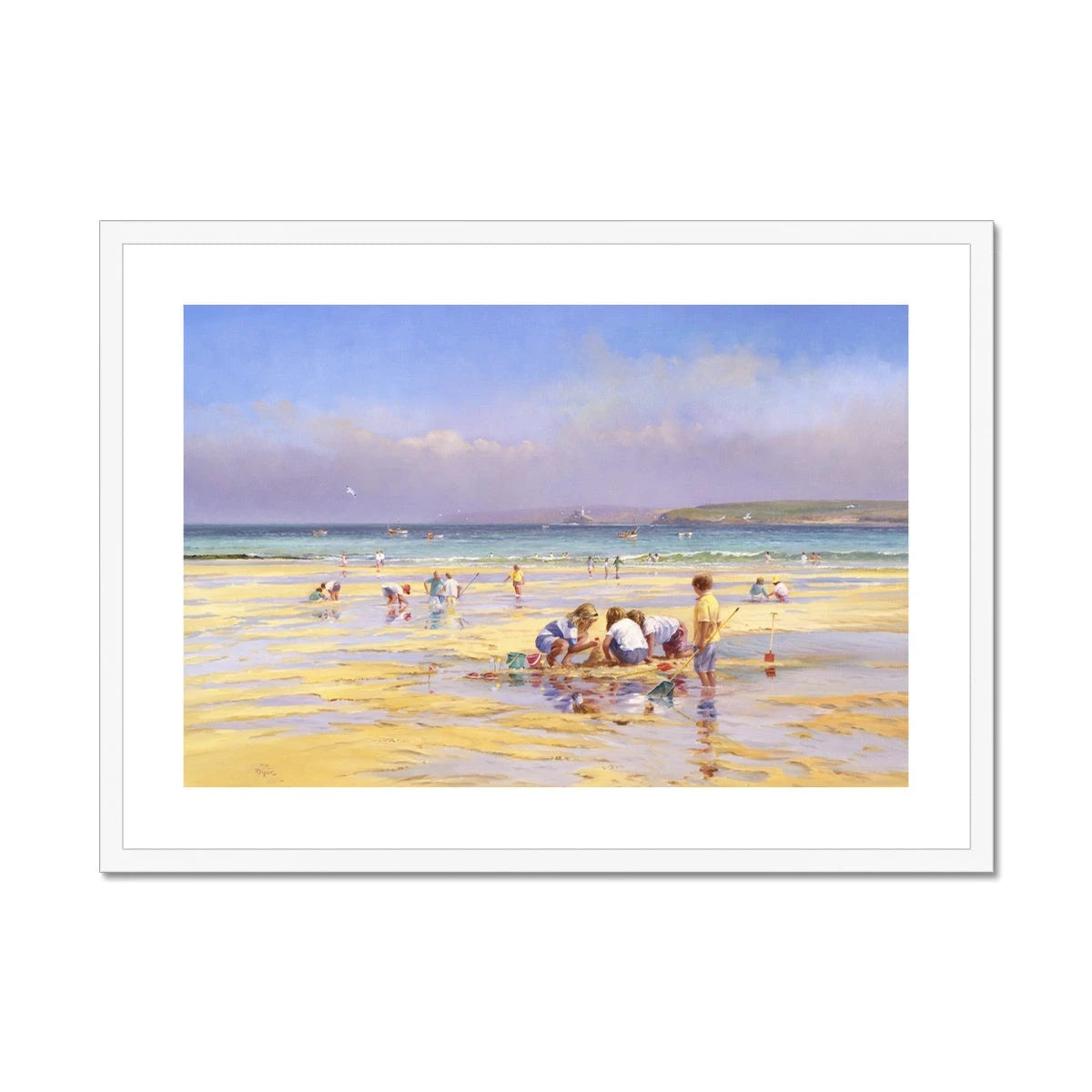 Ted Dyer Framed Open Edition Cornish Fine Art Beach Print. 'Summer Days, St Ives'. Cornwall Art Gallery Ted Dyer