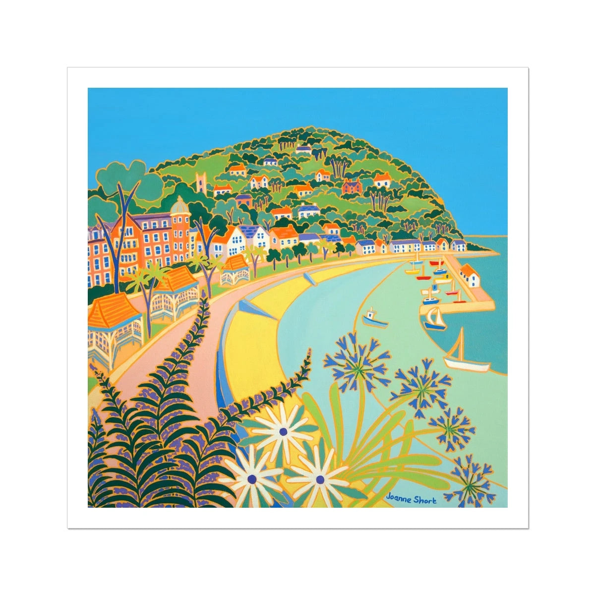 Joanne Short Fine Art Open Edition Art Print. 'Seafront Flowers, Minehead'. Somerset Art Gallery Joanne Short