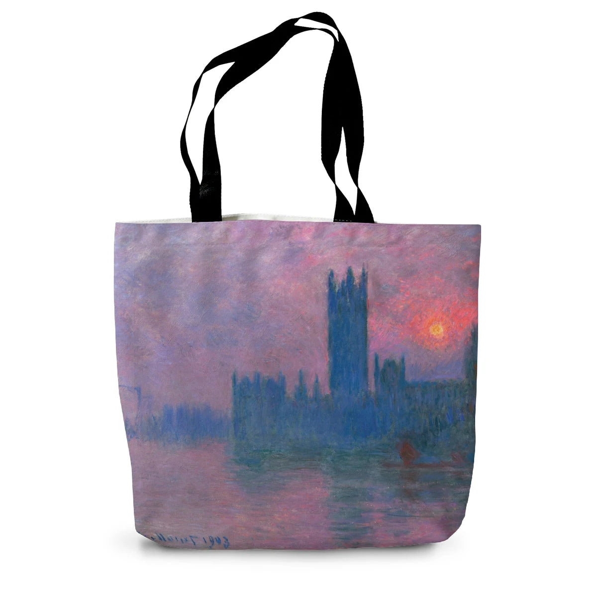 Le Parlement, Soleil Couchant by Claude Monet. Houses of Parliament, London by Claude Monet. Classic Art Canvas Tote Bag Claude Monet