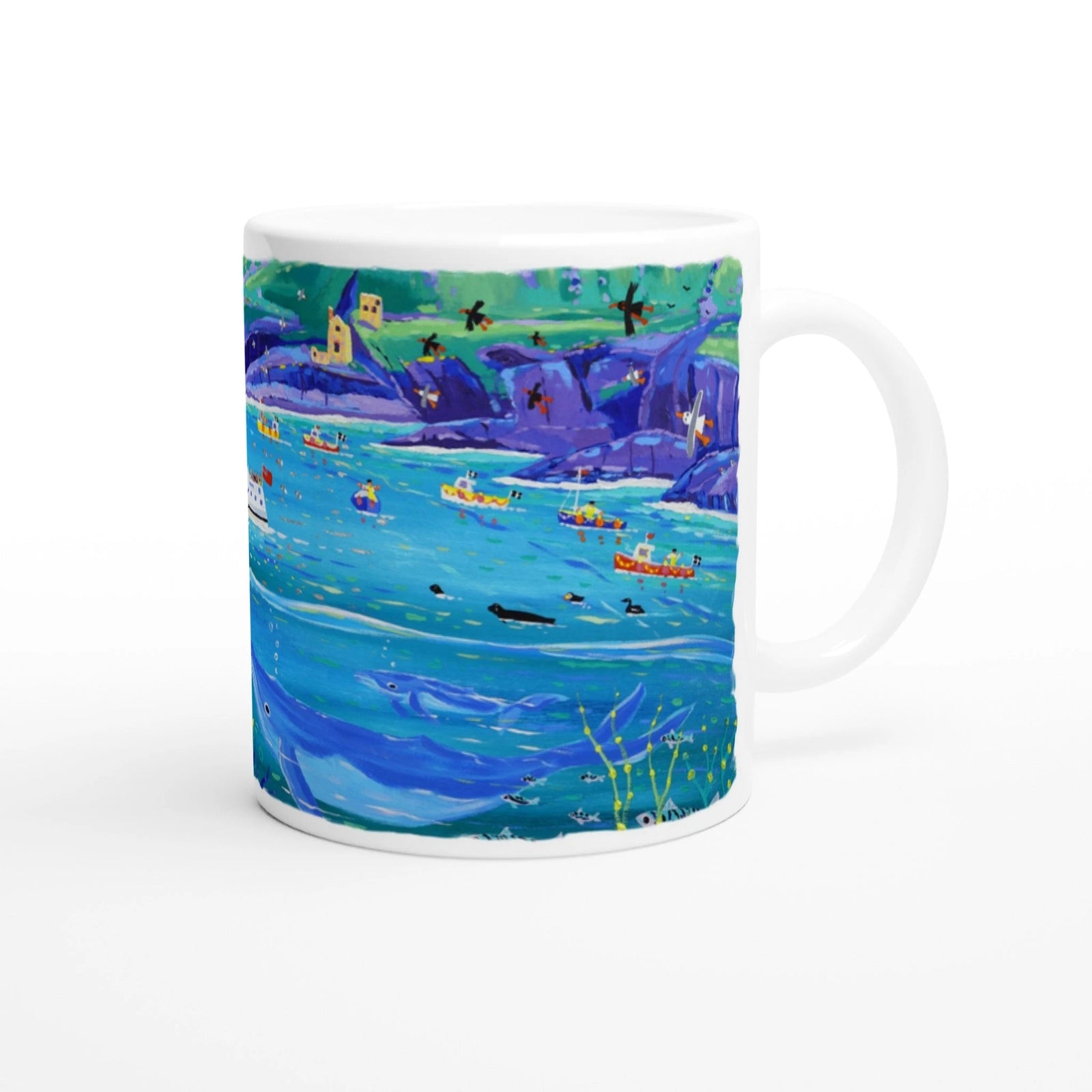 John Dyer Ceramic Cornish Art Mug. Scillonian Ferry, Botallack, Cornwall John Dyer
