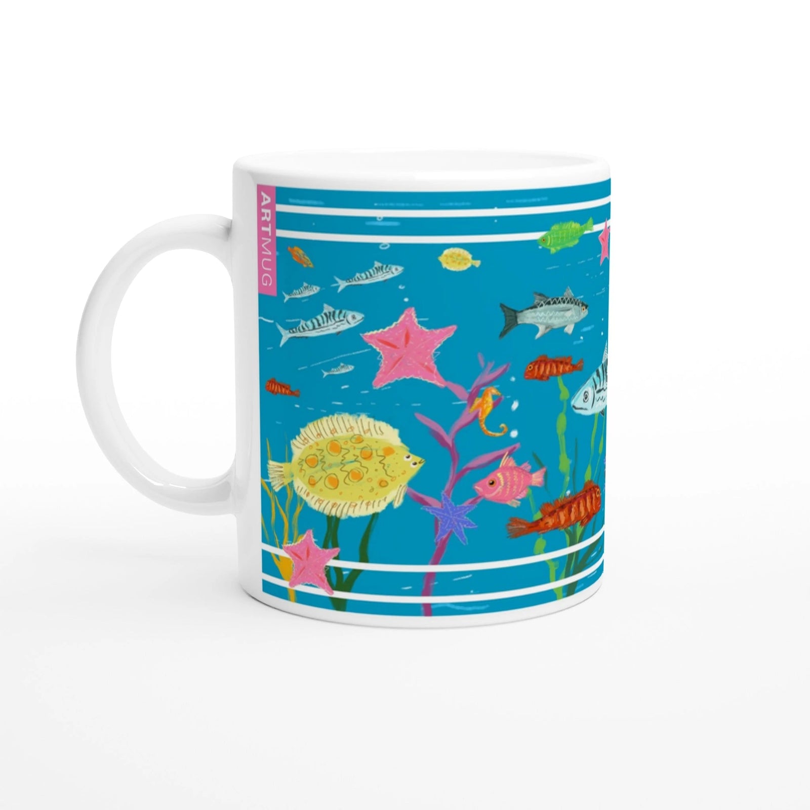 John Dyer Ceramic Cornish Art Mug with Cornish Fish John Dyer