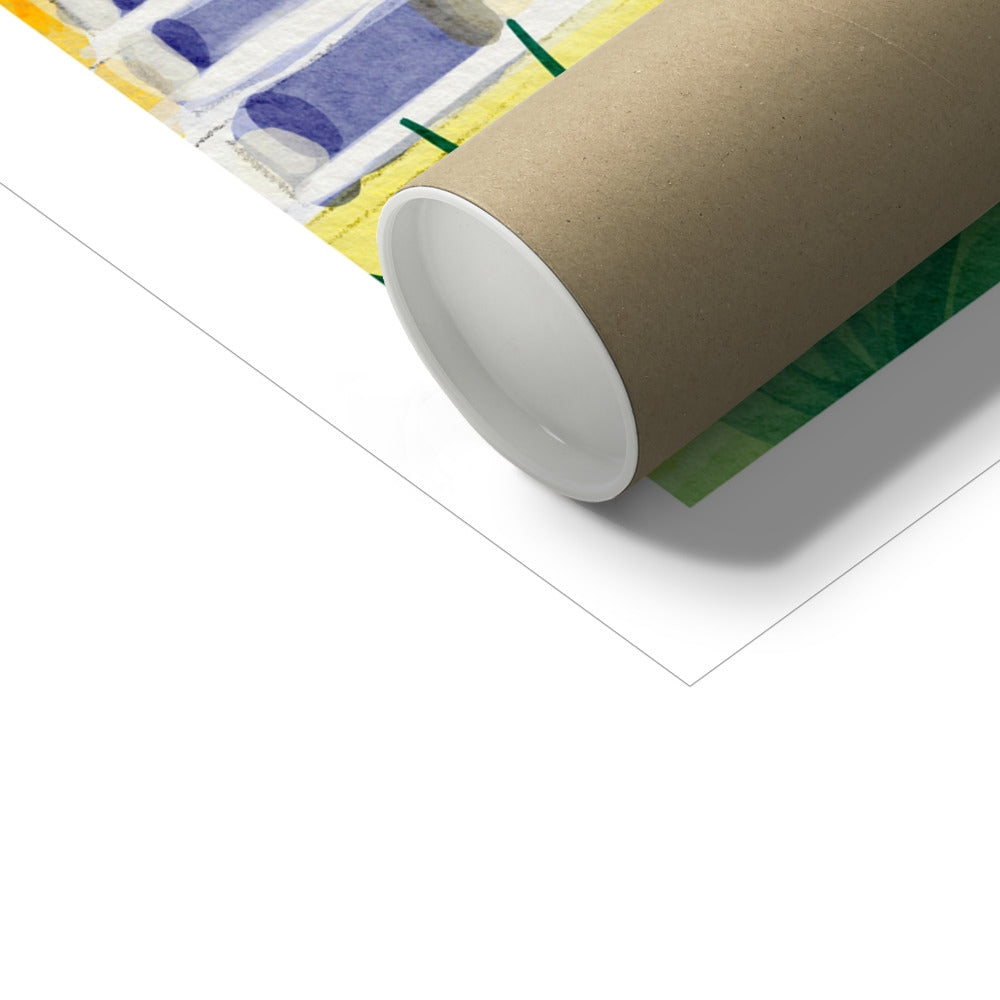 John Dyer Greece Artwork. Open Edition Greek Art Print of Corfu. 'Sunlit Villa in Govino Bay, Corfu, Greece'. Greek Art Gallery