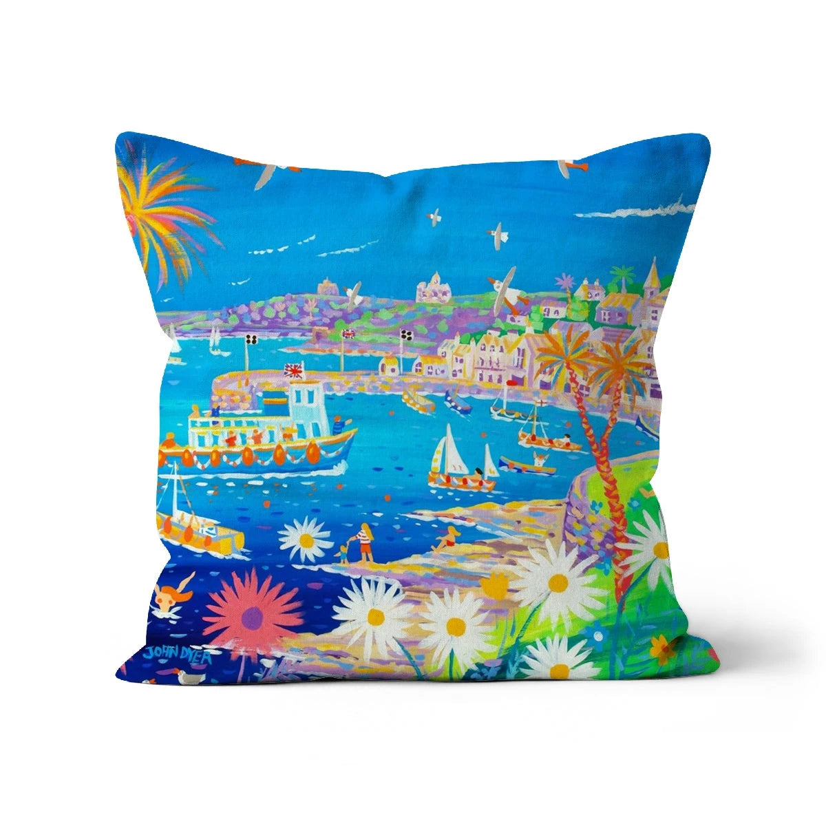 Mediterranean St Mawes, Cornwall by John Dyer Cushion John Dyer