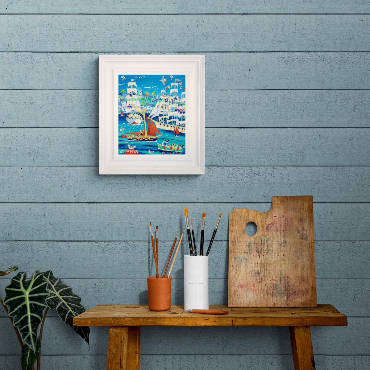 'Exploring the Harbour, Falmouth Tall Ships 2023', 12x10 inches acrylic on canvas. Paintings of Cornwall. Cornish Artist John Dyer. Cornwall Art Gallery