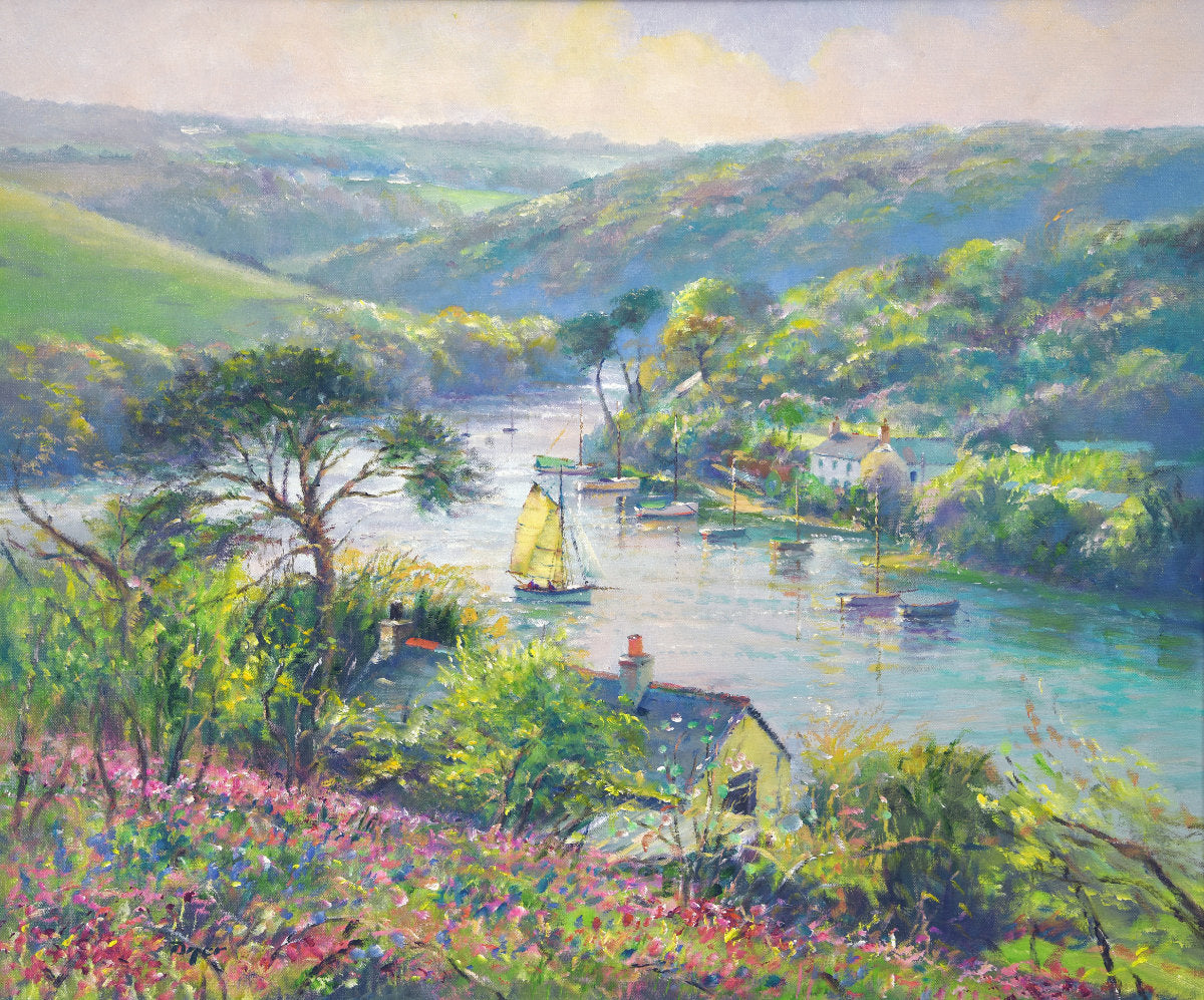 'Calm Summer Evening, Coombe', 20x24 inches Original Art, Oil on Canvas. Landscape Painting of Cornwall by Artist Ted Dyer. Ted Dyer