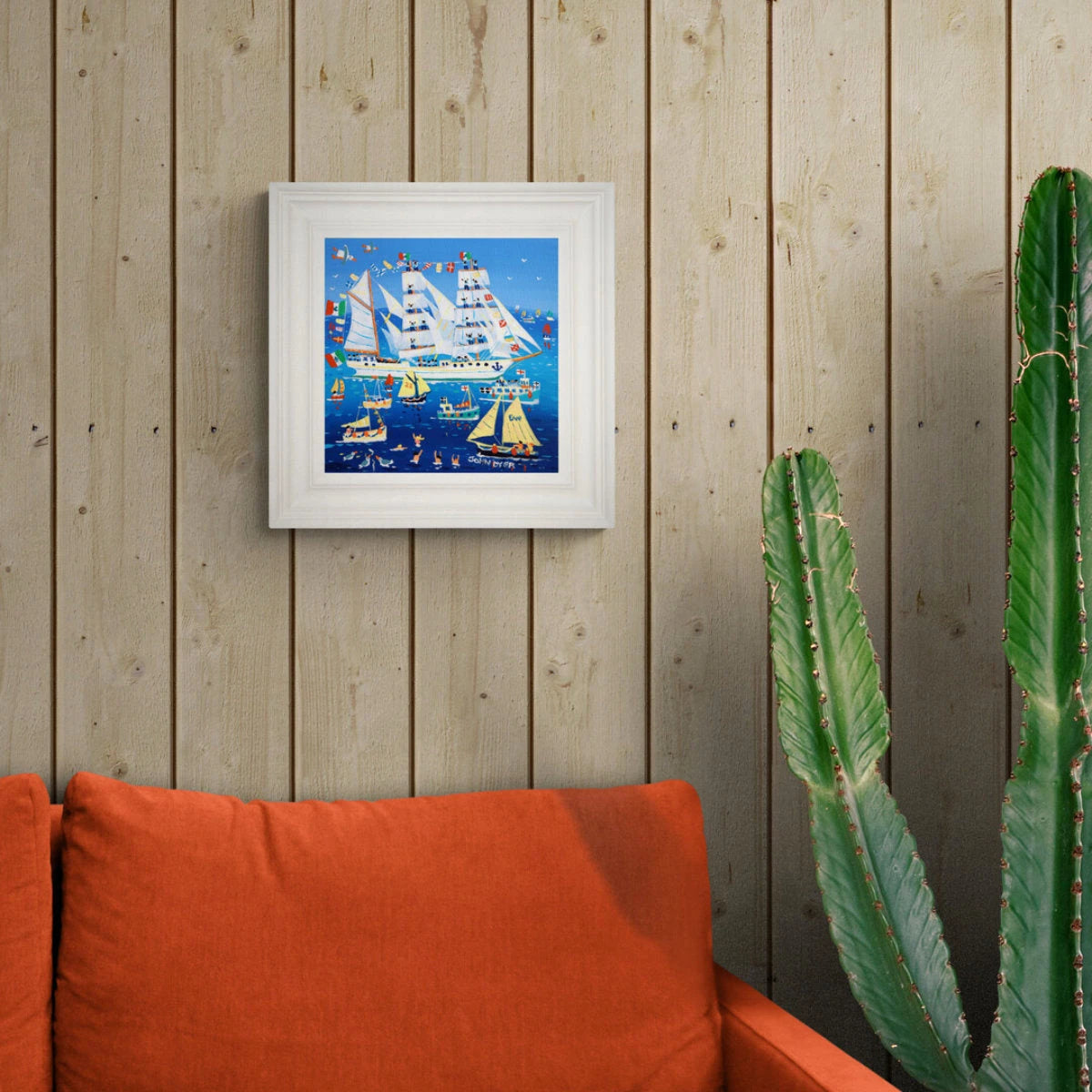 'Cuauhtémoc Welcome, Falmouth Tall Ships, 2023', 12x12 inches acrylic on canvas. Paintings of Cornwall by Cornish Artist John Dyer. Cornwall Art Gallery John Dyer