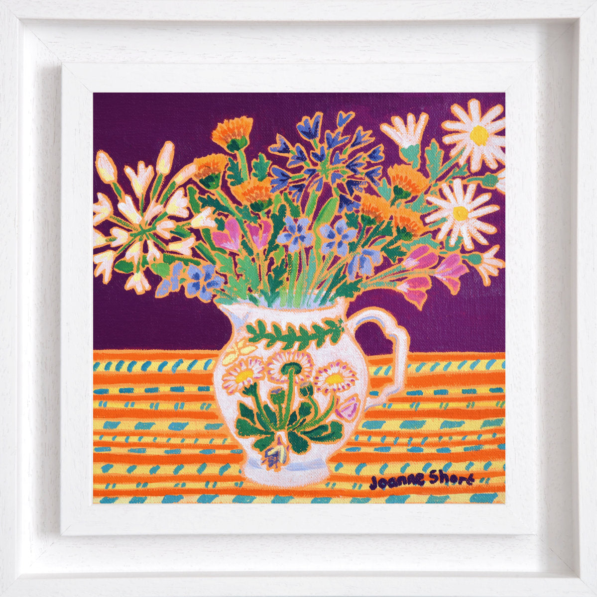 'Cornish Flowers in a Welsh Vase', 8 x 8 inches oil on canvas still life. Painting by Cornish Artist Joanne Short