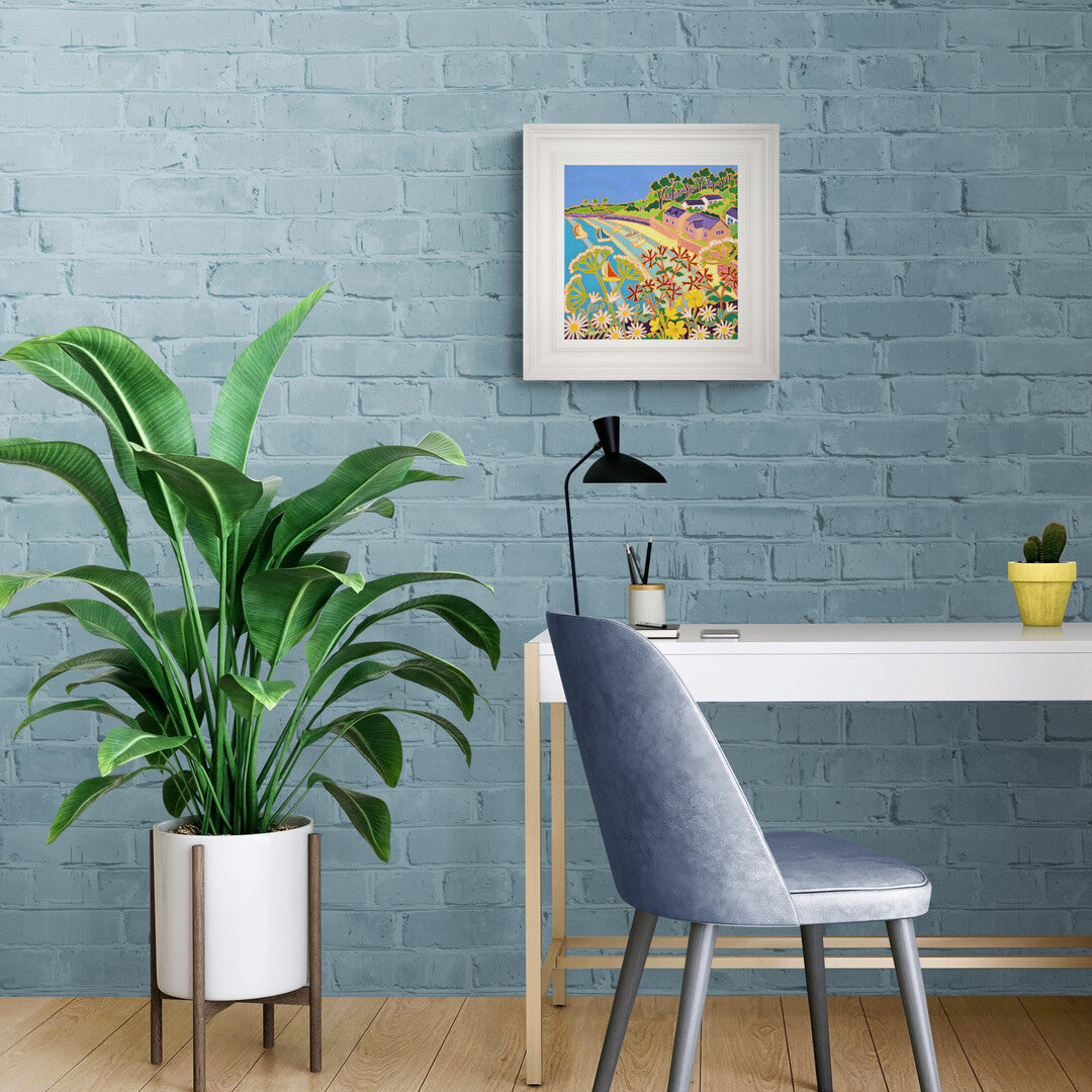 'Dinghy Sailing, Durgan, Helford River', 12x12 inches oil on canvas. Cornwall Art Gallery Painting by Cornish Artist Joanne Short