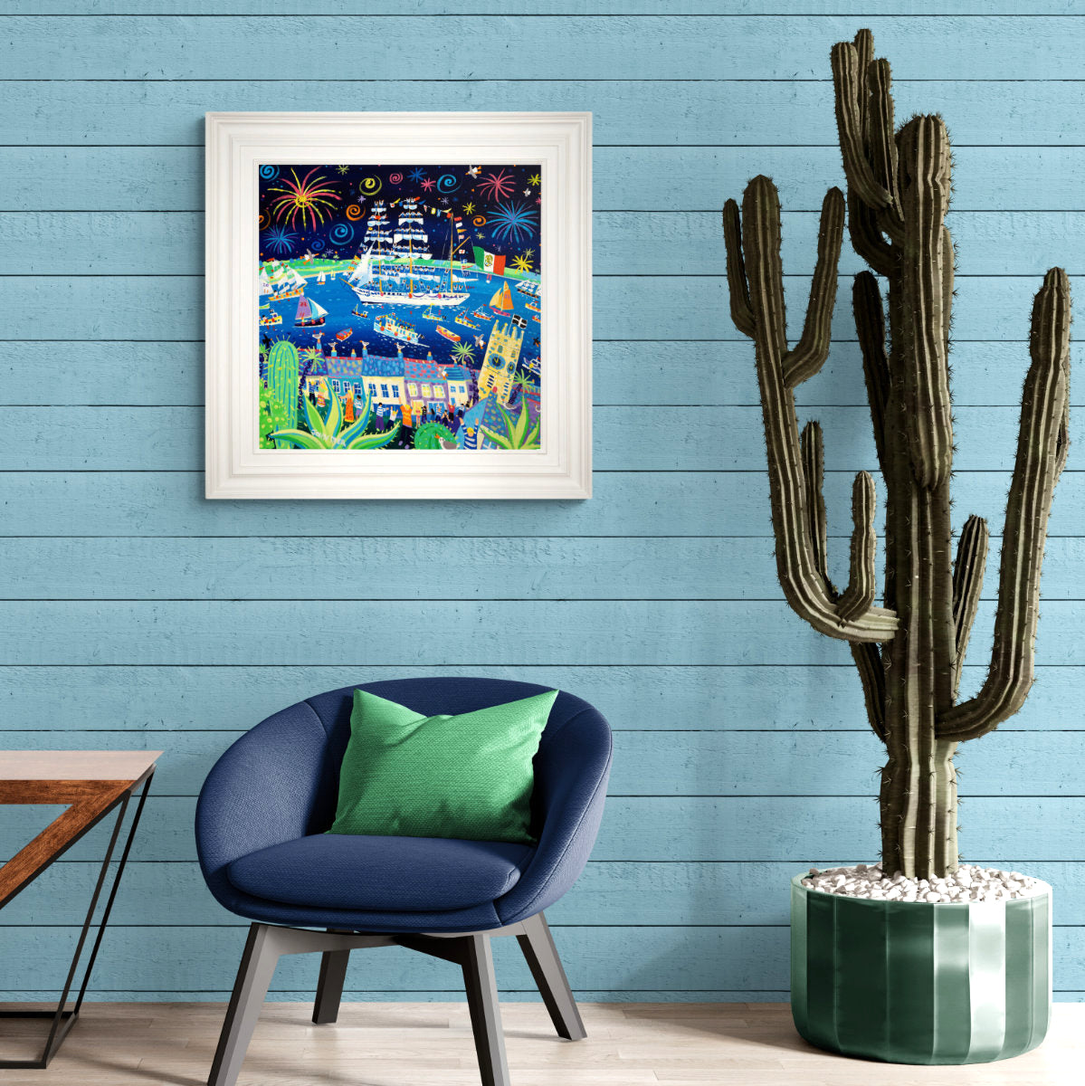 'Cuauhtémoc Mexican Nights, Falmouth Tall Ships 2023', 24x24 inches acrylic on canvas. Cornwall Painting by Cornish Artist John Dyer. Cornish Art from our Cornwall Art Gallery