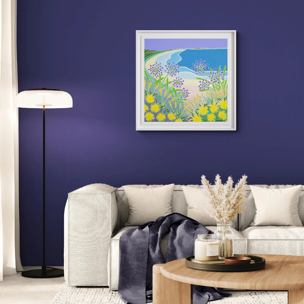 'Looking Through the Agapanthus, Pentle Bay, Tresco', 30x30 inches oil on canvas. Original Painting by Cornish Artist Joanne Short