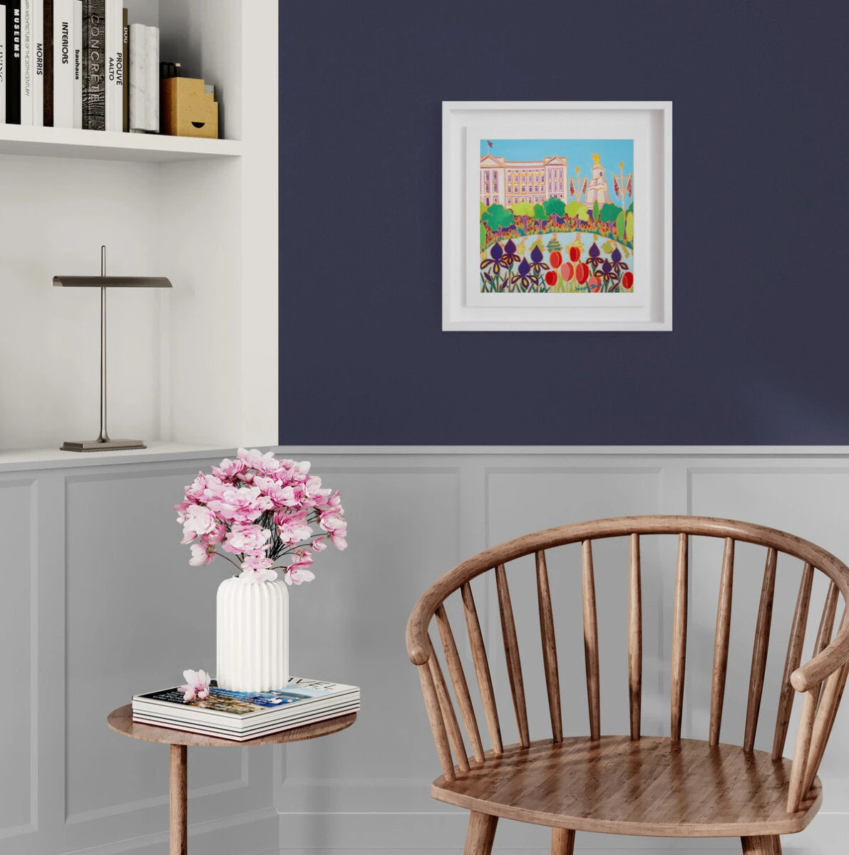 Original Garden Painting by Joanne Short. Tulips and Irises, Buckingham Palace, London. 12 x 12 inches oil on canvas Joanne Short