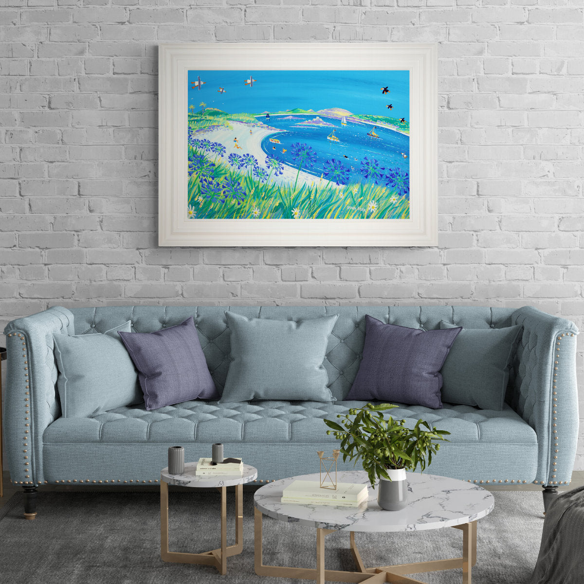 'Perfect Day, Apple Bay, Tresco', 24x36 inches acrylic on canvas. Cornwall Art Gallery Painting by Cornish Artist John Dyer John Dyer