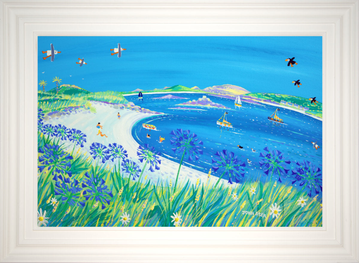 'Perfect Day, Apple Bay, Tresco', 24x36 inches acrylic on canvas. Cornwall Art Gallery Painting by Cornish Artist John Dyer