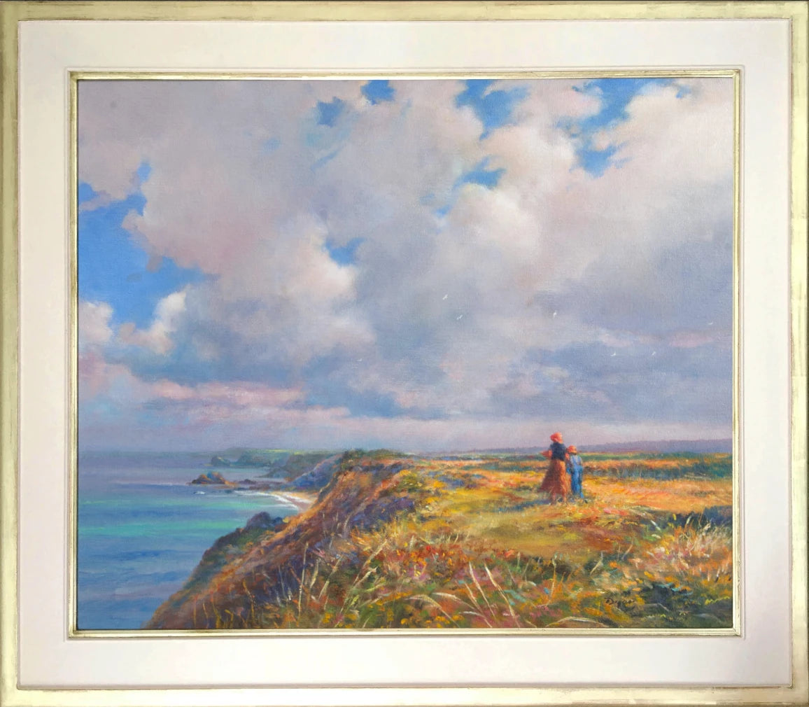 'Late Summer, North Cliffs, Cornwall', 20x24 inches original art oil on canvas. Paintings of Cornwall by Artist Ted Dyer. Cornwall Art Gallery Ted Dyer