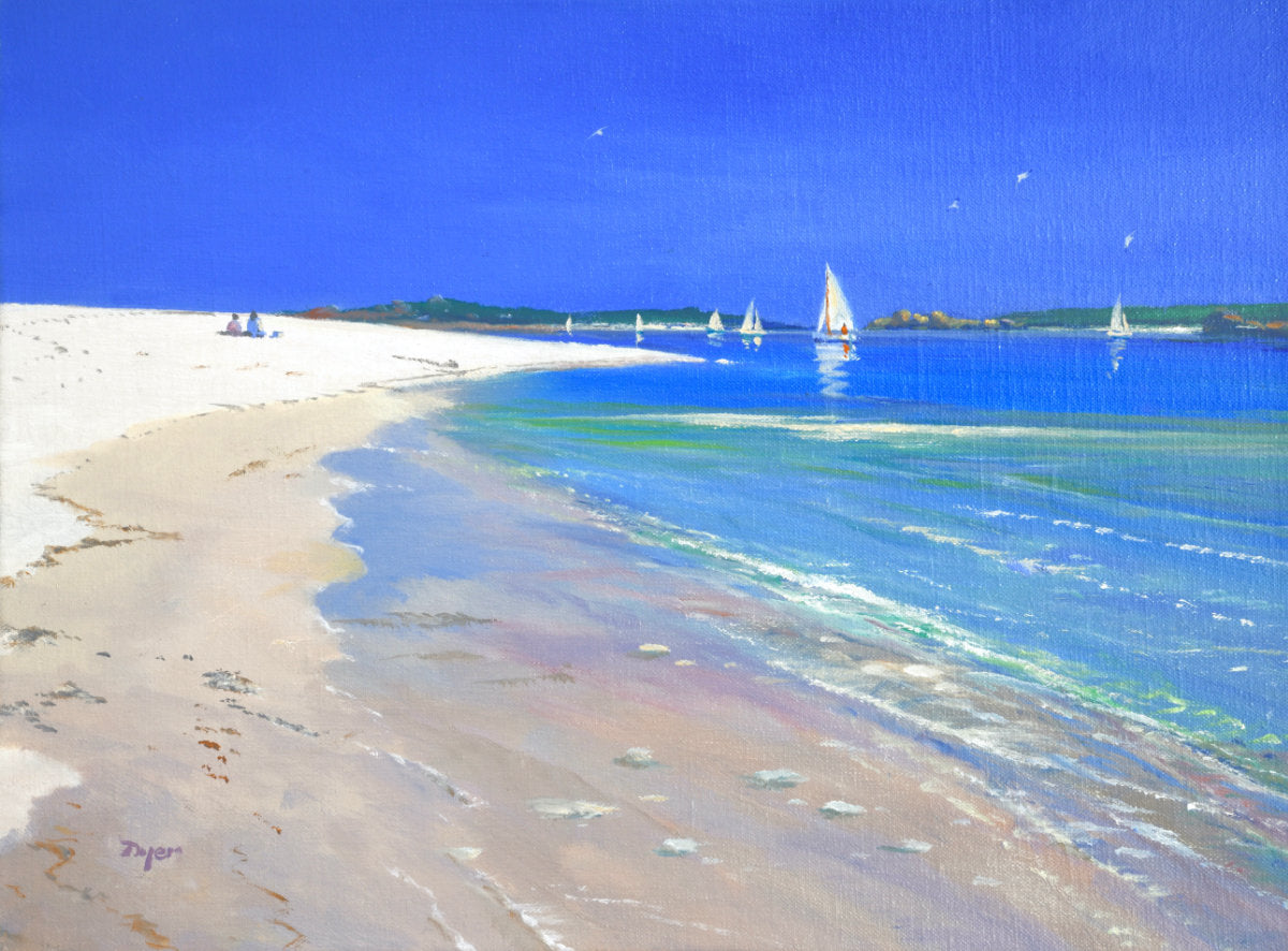 'Colours of Tresco', 12x16 inches original art oil on canvas. Paintings of Cornwall by Artist Ted Dyer. Cornwall Art Gallery Ted Dyer