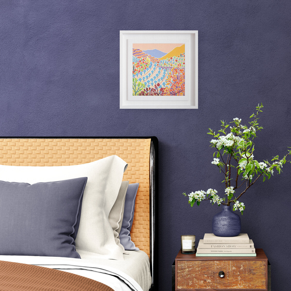 The Warmth of Autumn in the Menton Hills, Sunset, France. Original Painting by Joanne Short