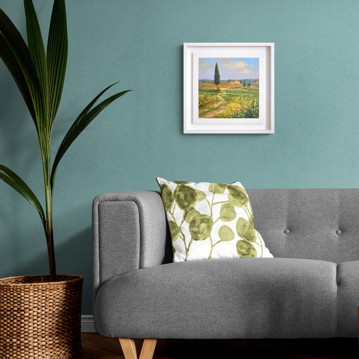 'Tree by the Path, Montalcino, Tuscany, Italy', 14x14 inches oil on canvas. Painting by Artist Ted Dyer.