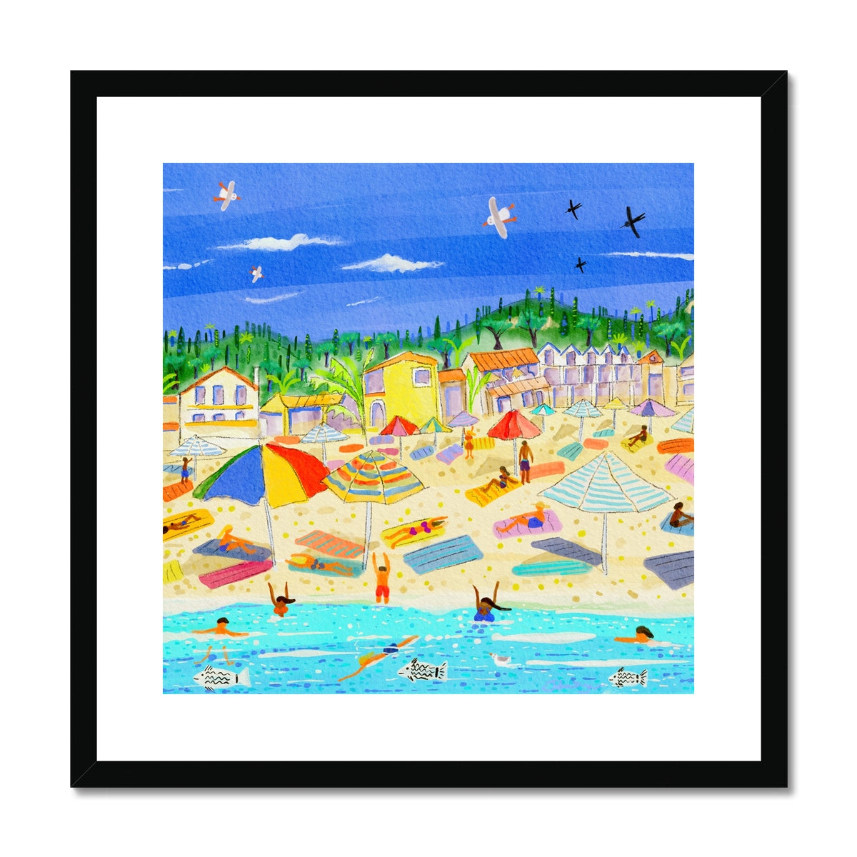 John Dyer Greece Artwork. Framed Open Edition Art Print. 'Sun-Kissed Shores of Agios Gordios Beach, Corfu, Greece'. Greek Art Gallery
