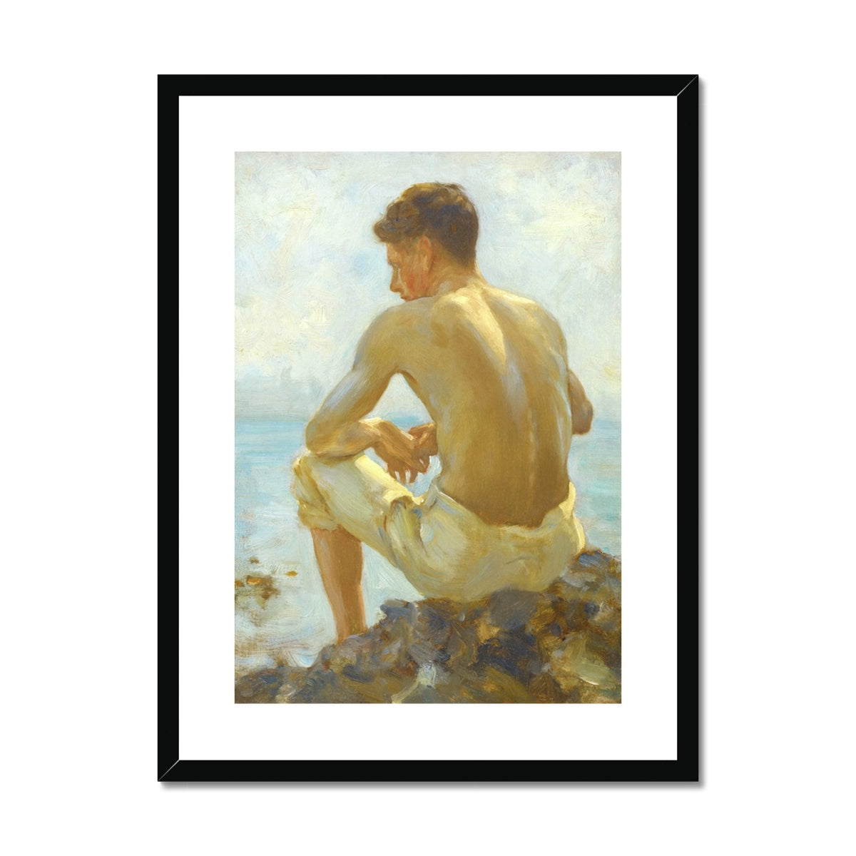 A Young Sailor by Henry Scott Tuke. Framed Open Edition Fine Art Print. Historic Art