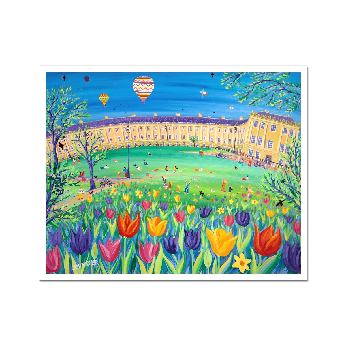 John Dyer Fine Art Open Edition Print. 'Balloons over the Royal Crescent, Bath'