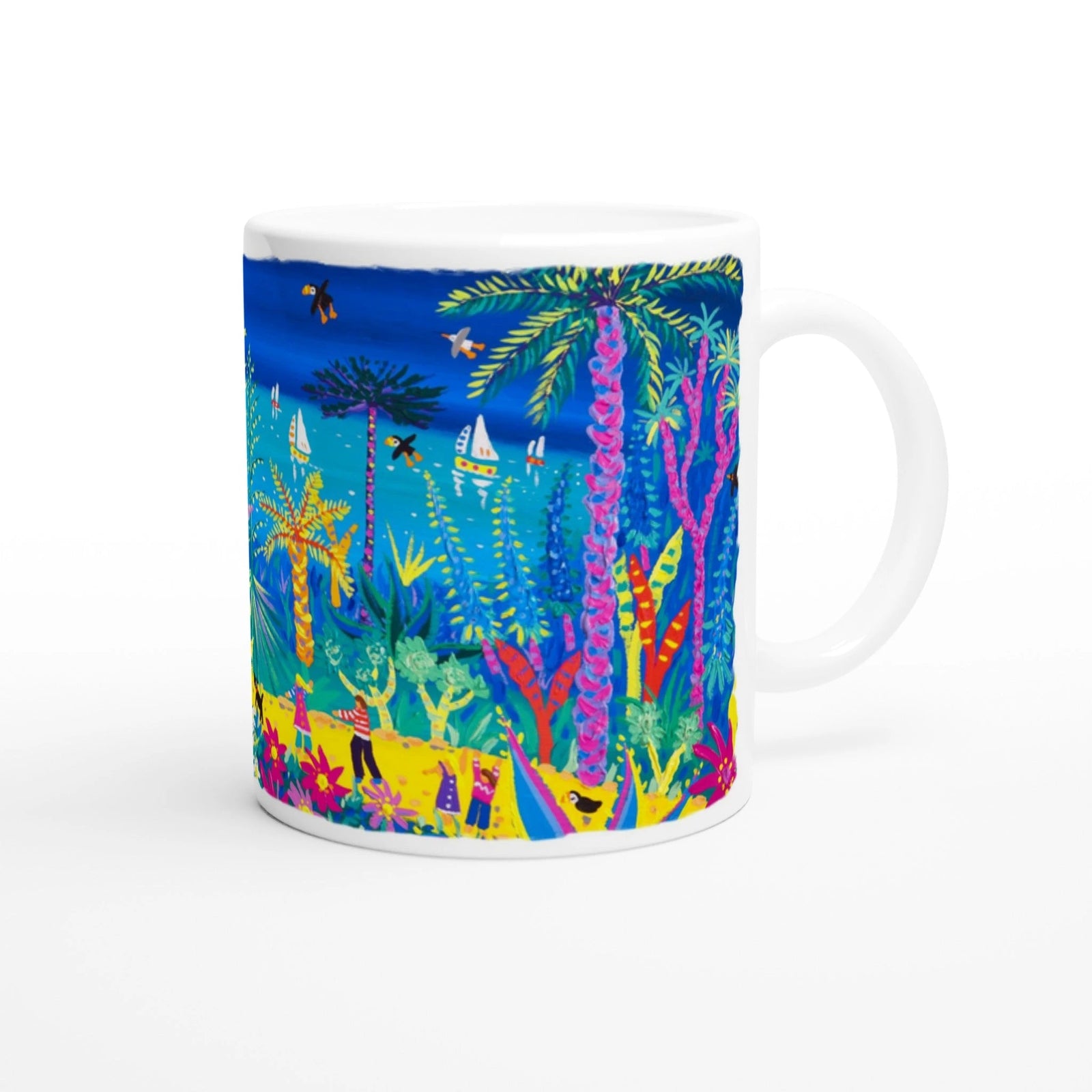 John Dyer Ceramic Cornish Art Mug. Tresco Abbey Garden, Cornwall John Dyer