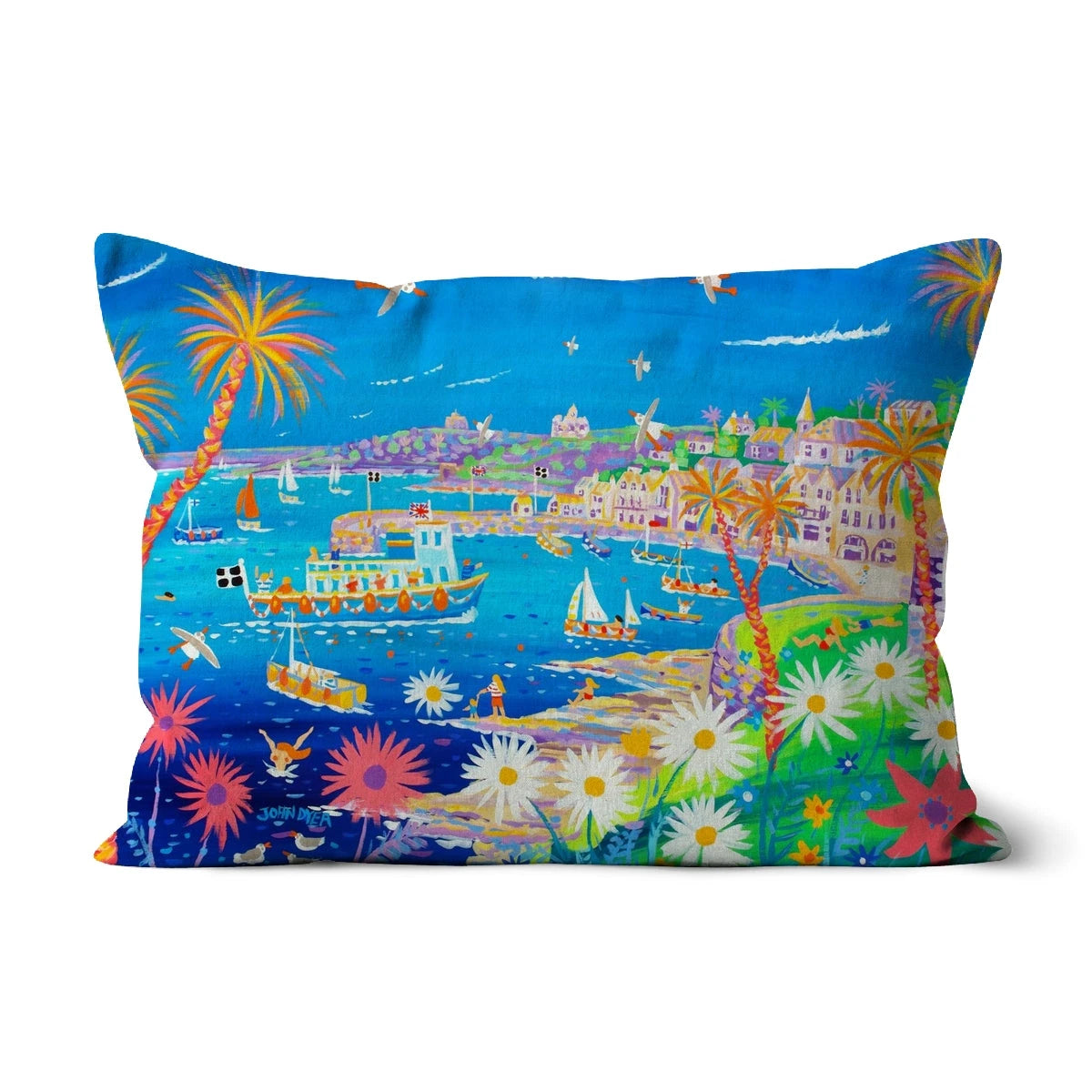 Mediterranean St Mawes, Cornwall by John Dyer Cushion John Dyer