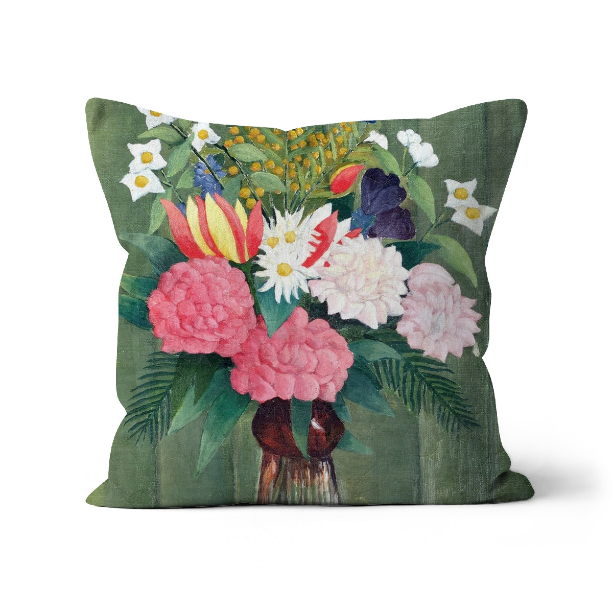 Flowers in a Vase. Classic Art Cushion by Henri Rousseau
