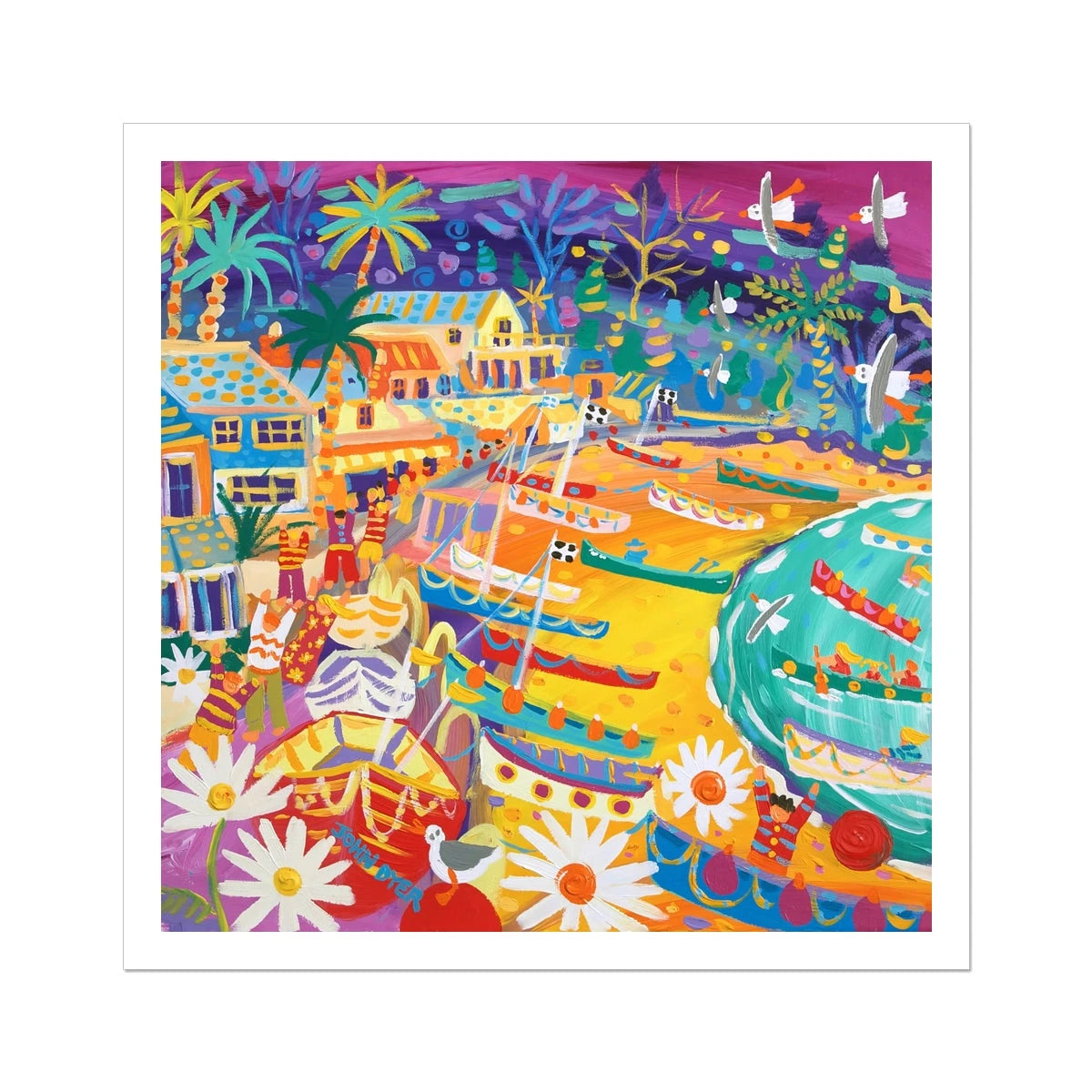 John Dyer Fine Art Beach Print 'Tropical Colours Helford Passage, Cornwall'. Open Edition Cornish Art Print John Dyer