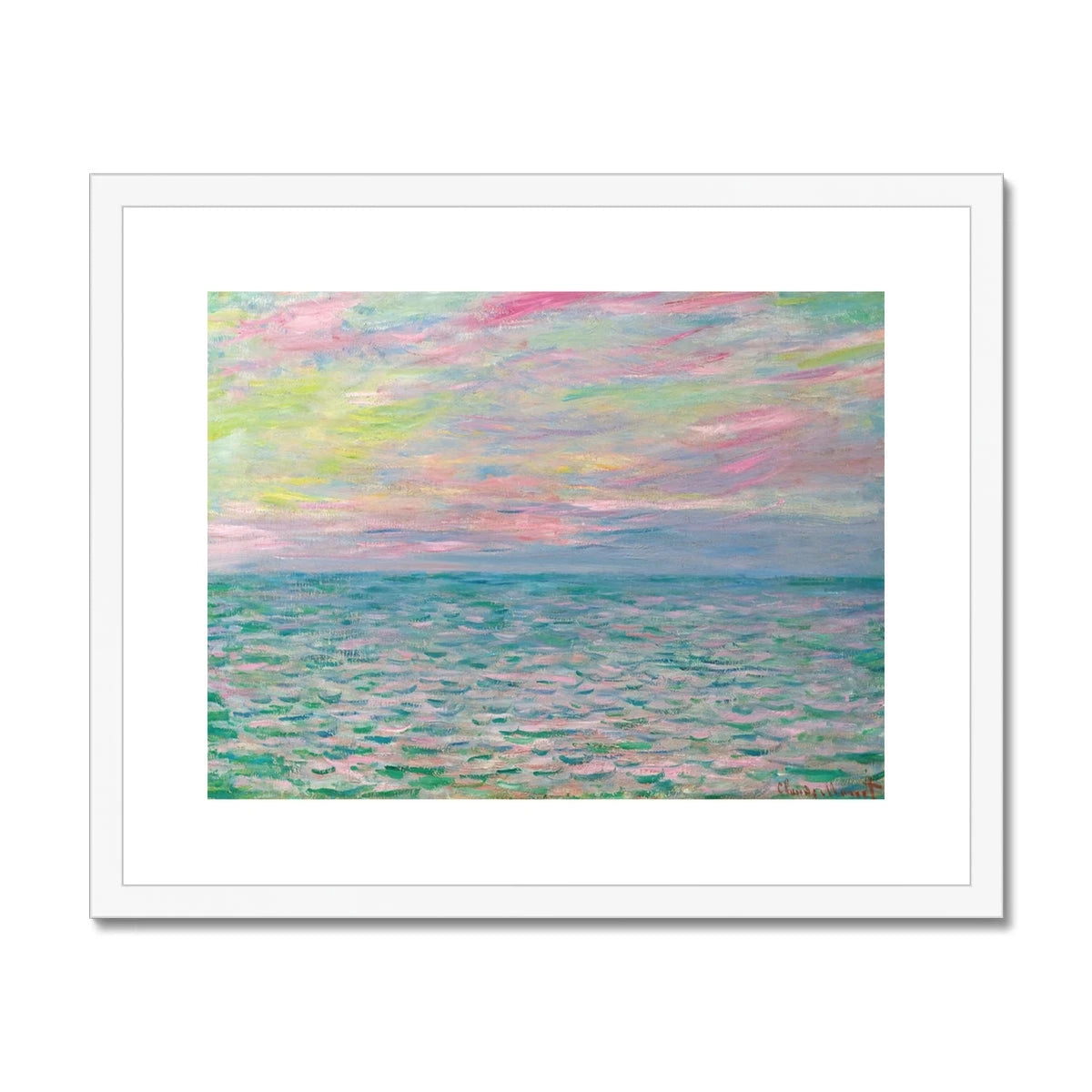 'Coucher De Soleil À Pourville, Pleine Mer' by Claude Monet. Open Edition Fine Art Print. Historic Art Framed and Mounted Print Claude Monet