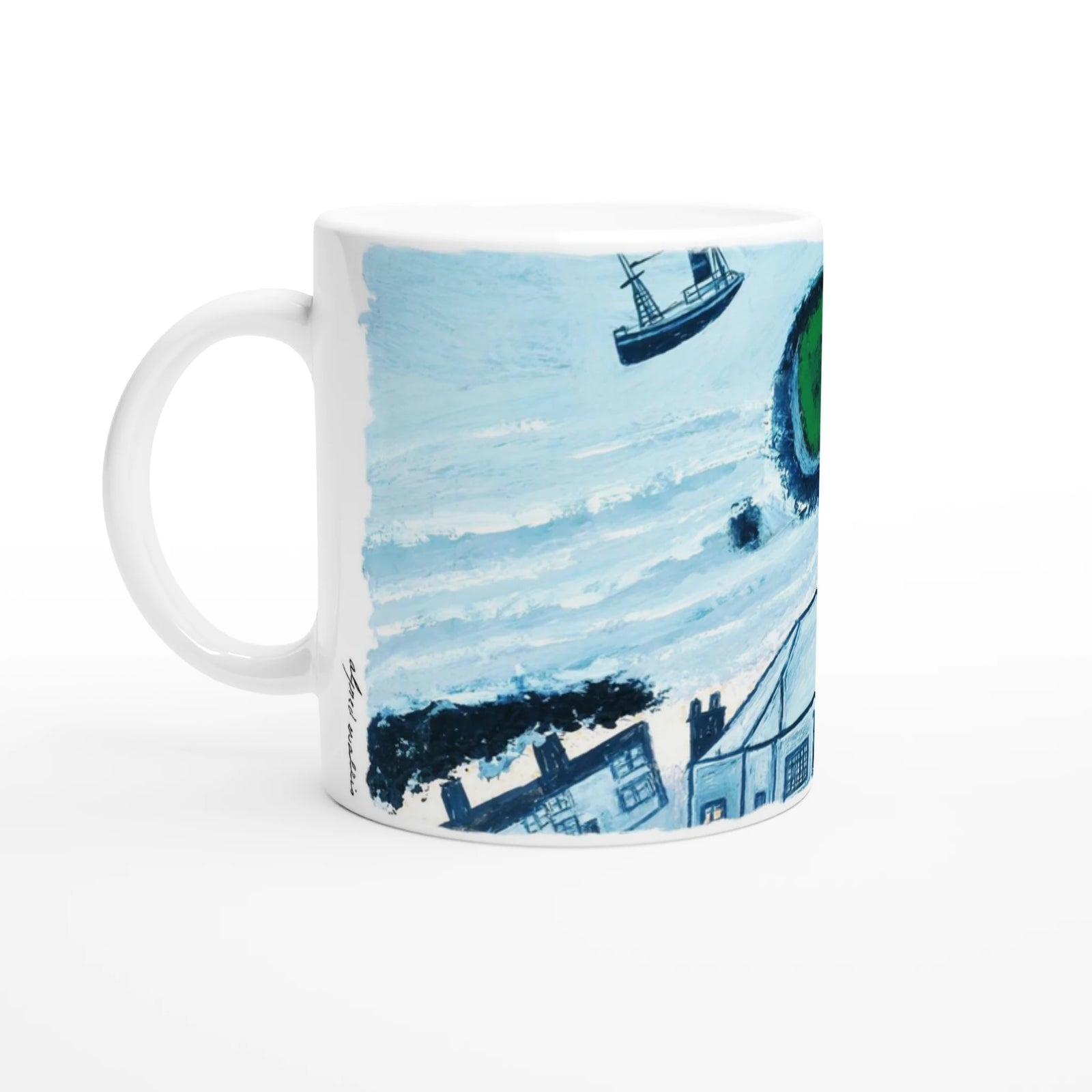Alfred Wallis Ceramic Cornish Historical Art Masterpiece Art Mug. Paintings on Mugs Range. 'The Hold House, Porthmeor Square Island, St Ives'