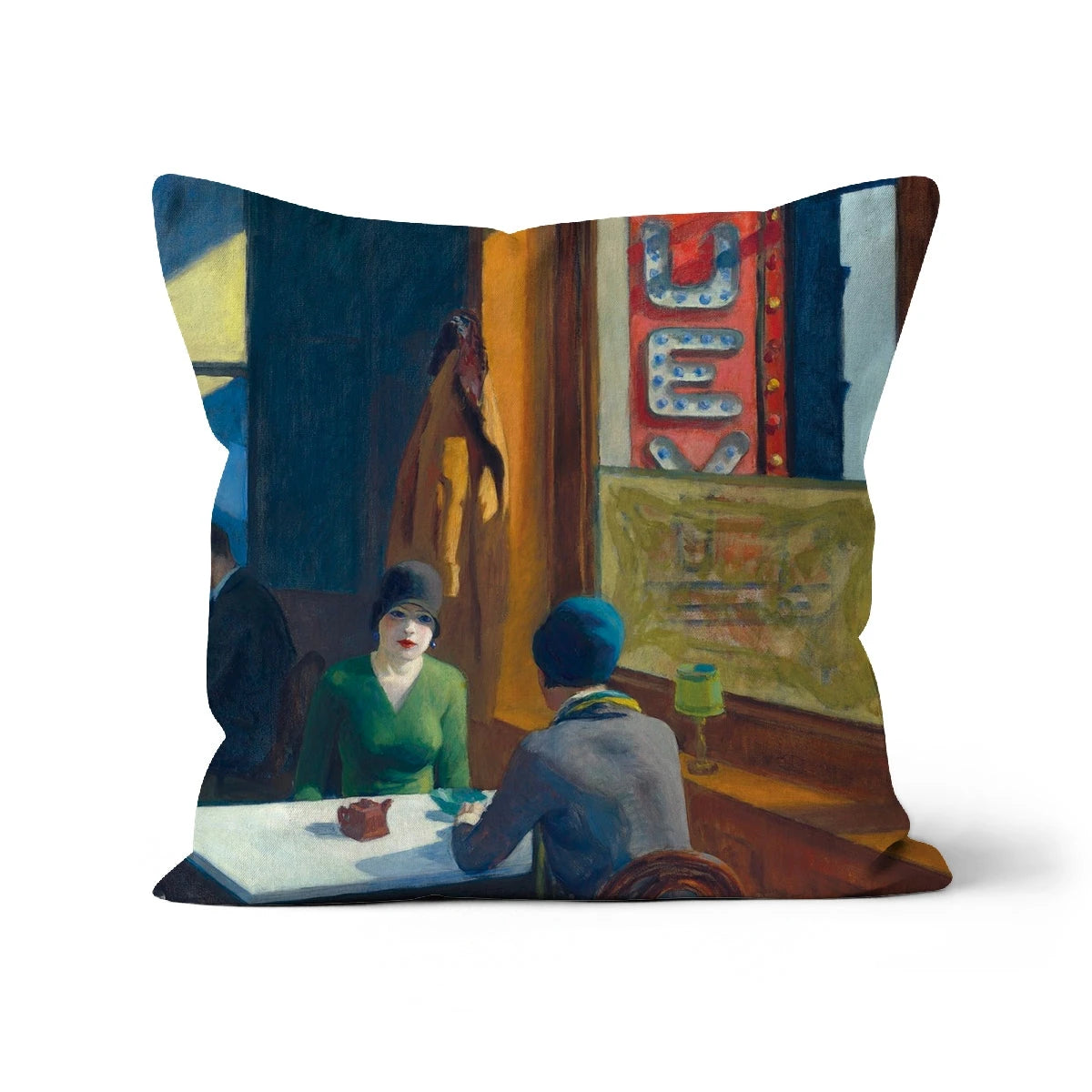 Chop Suey 1929 (Cafe Scene). Classic Art Cushion by Edward Hopper