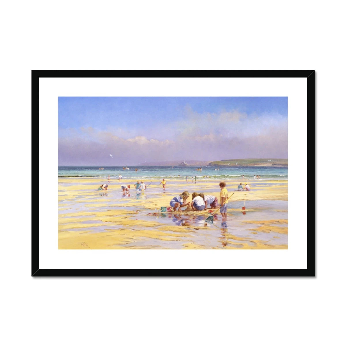 Ted Dyer Framed Open Edition Cornish Fine Art Beach Print. 'Summer Days, St Ives'. Cornwall Art Gallery Ted Dyer