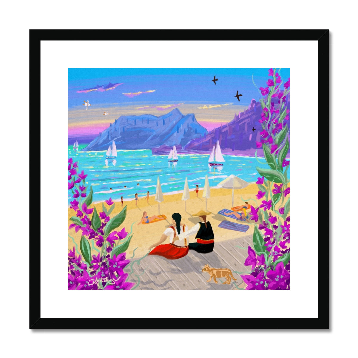 John Dyer Greece Artwork. Framed Open Edition Art Print. 'After the Dance, Agios Gordios, Corfu, Greece'. Greek Art Gallery