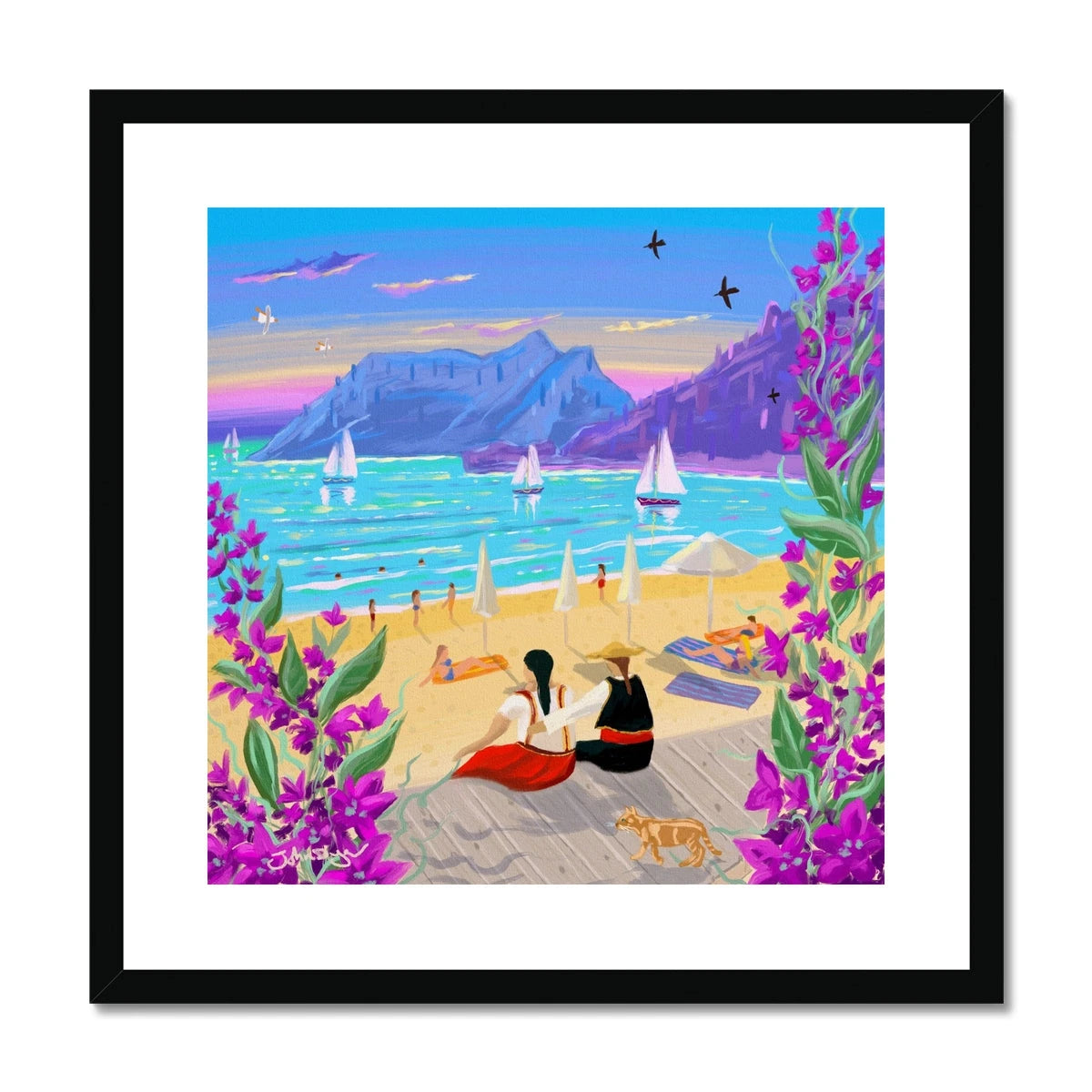 John Dyer Greece Artwork. Framed Open Edition Art Print. 'After the Dance, Agios Gordios, Corfu, Greece'. Greek Art Gallery John Dyer