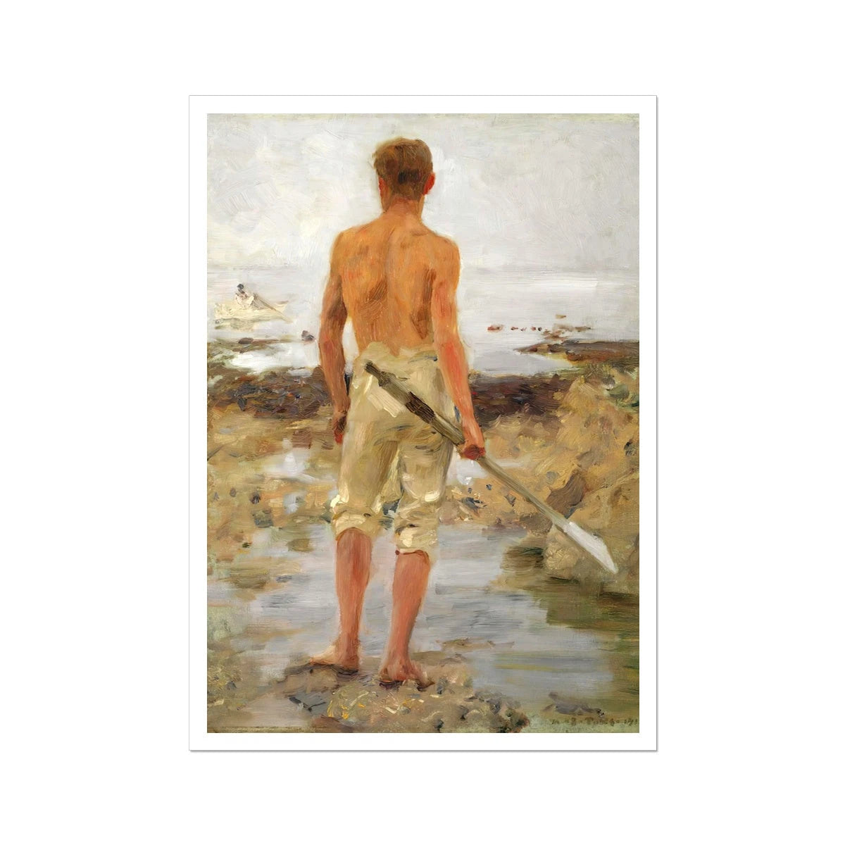 Henry Scott Tuke Open Edition Art Print. A Boy with an Oar. Art Gallery Historic Art Henry Scott Tuke