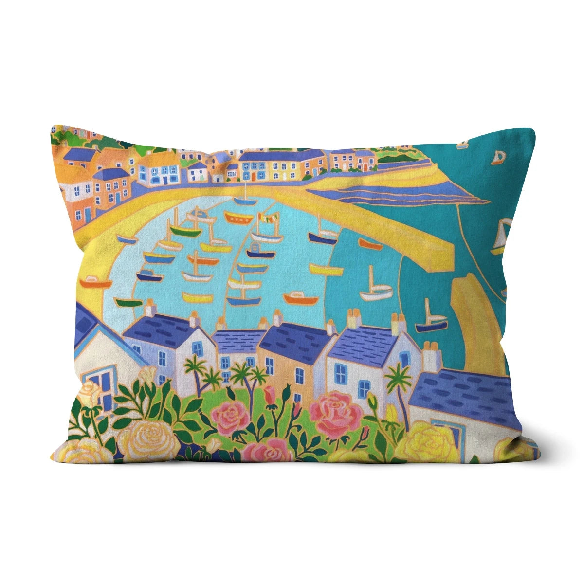 Cottage Rose Garden, Mousehole Cushion by Joanne Short