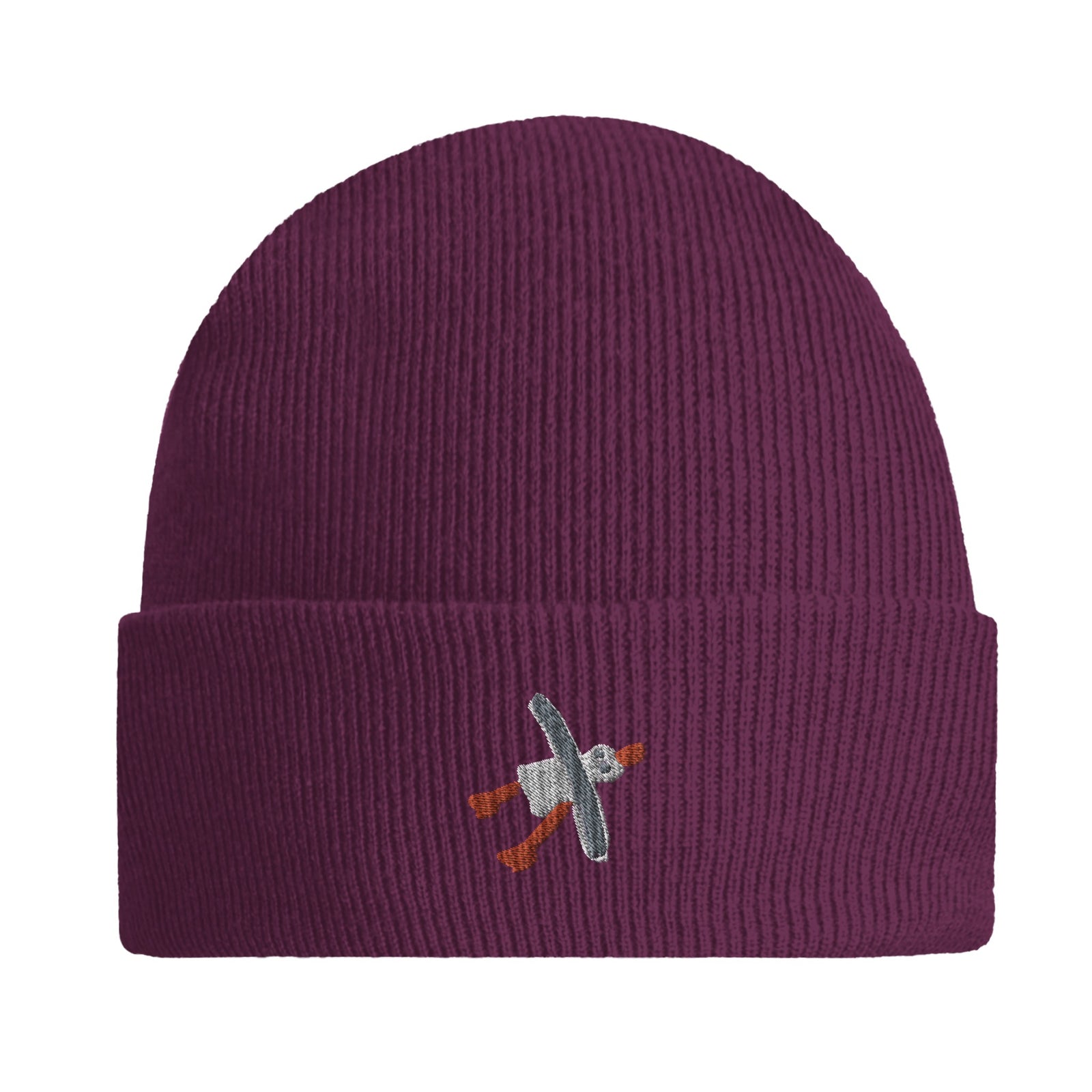 Original Beechfield Cuffed Beanie with John Dyer Embroidered Cornish Seagull - purple