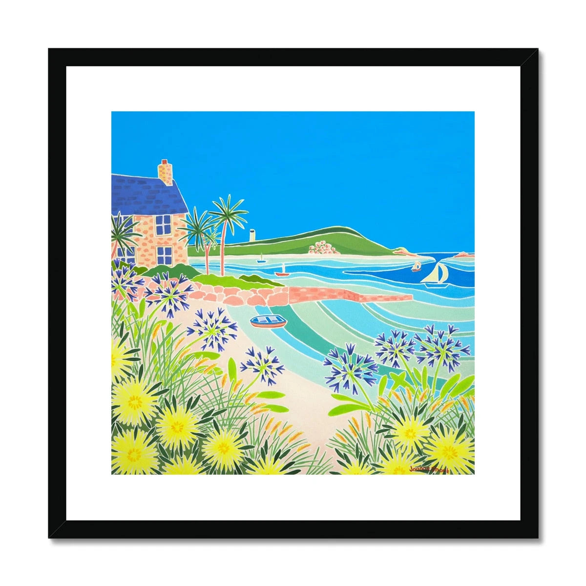 Joanne Short Framed Open Edition Cornish Art Print. 'Island Morning, Old Grimsby Beach, Tresco'. Joanne Short