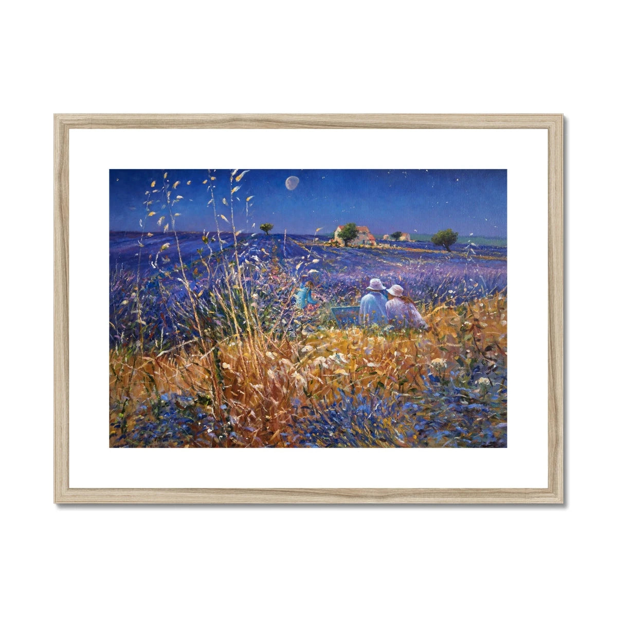 'Lavender Fields under the Stars, Provence' by Ted Dyer. Framed Open Edition French Fine Art Print. Ted Dyer